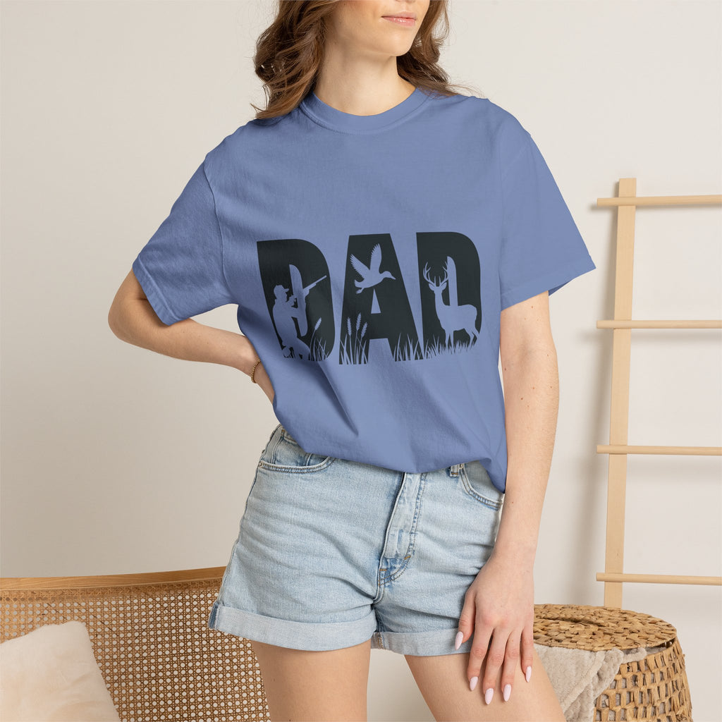 Dad Silhouette Nature T-Shirt — 'DAD' Deer & Camper Outdoor Graphic Tee