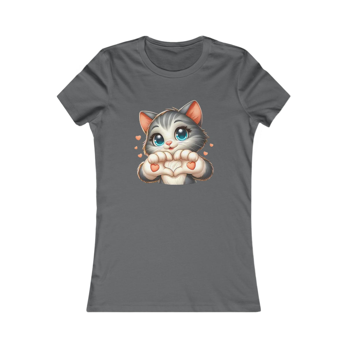 Women's Tee — Cute Kitten Making Heart Paws Graphic