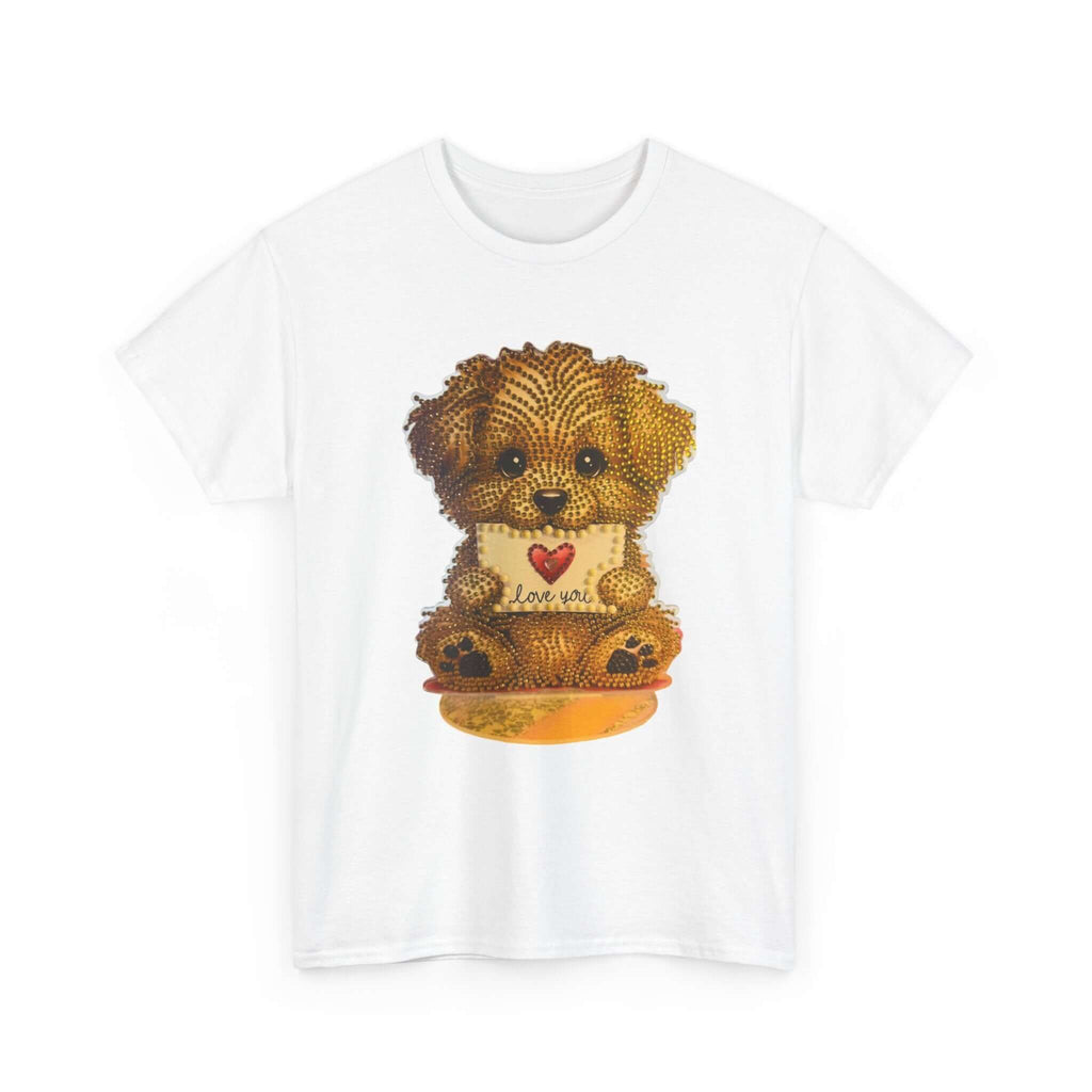 Puppy Love T‑Shirt — Cute Brown Puppy Holding Heart Tee (I Love You)