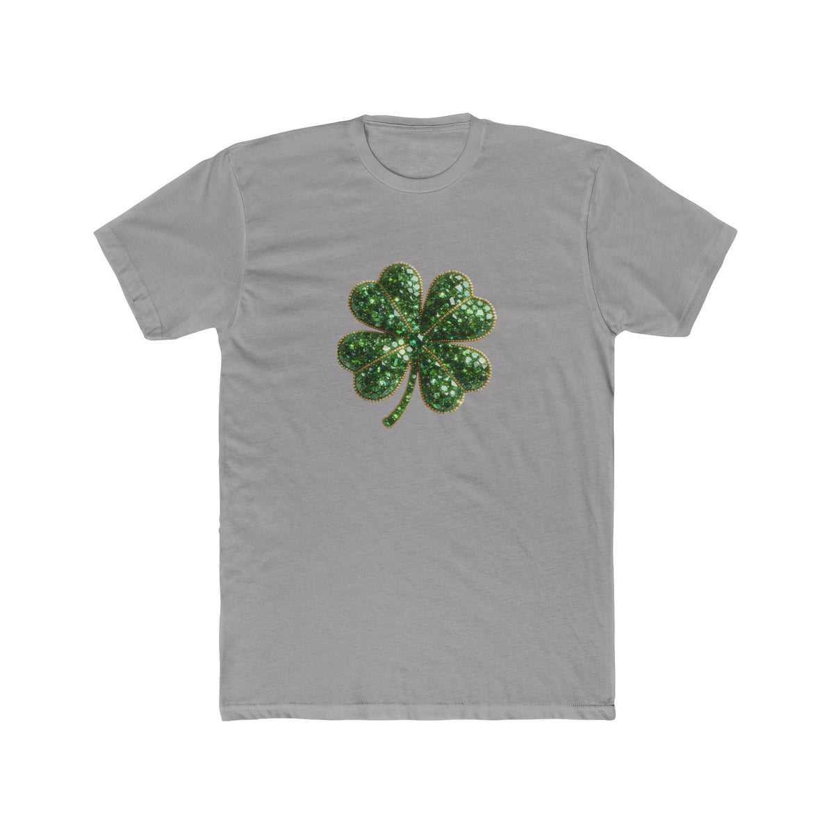 St. Patrick's Day Green Glitter Four-Leaf Clover T-Shirt