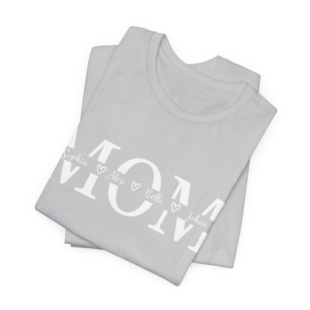 Mom Heart Repeat T‑Shirt — Layered 'MOM' Design for Mother's Day & Everyday