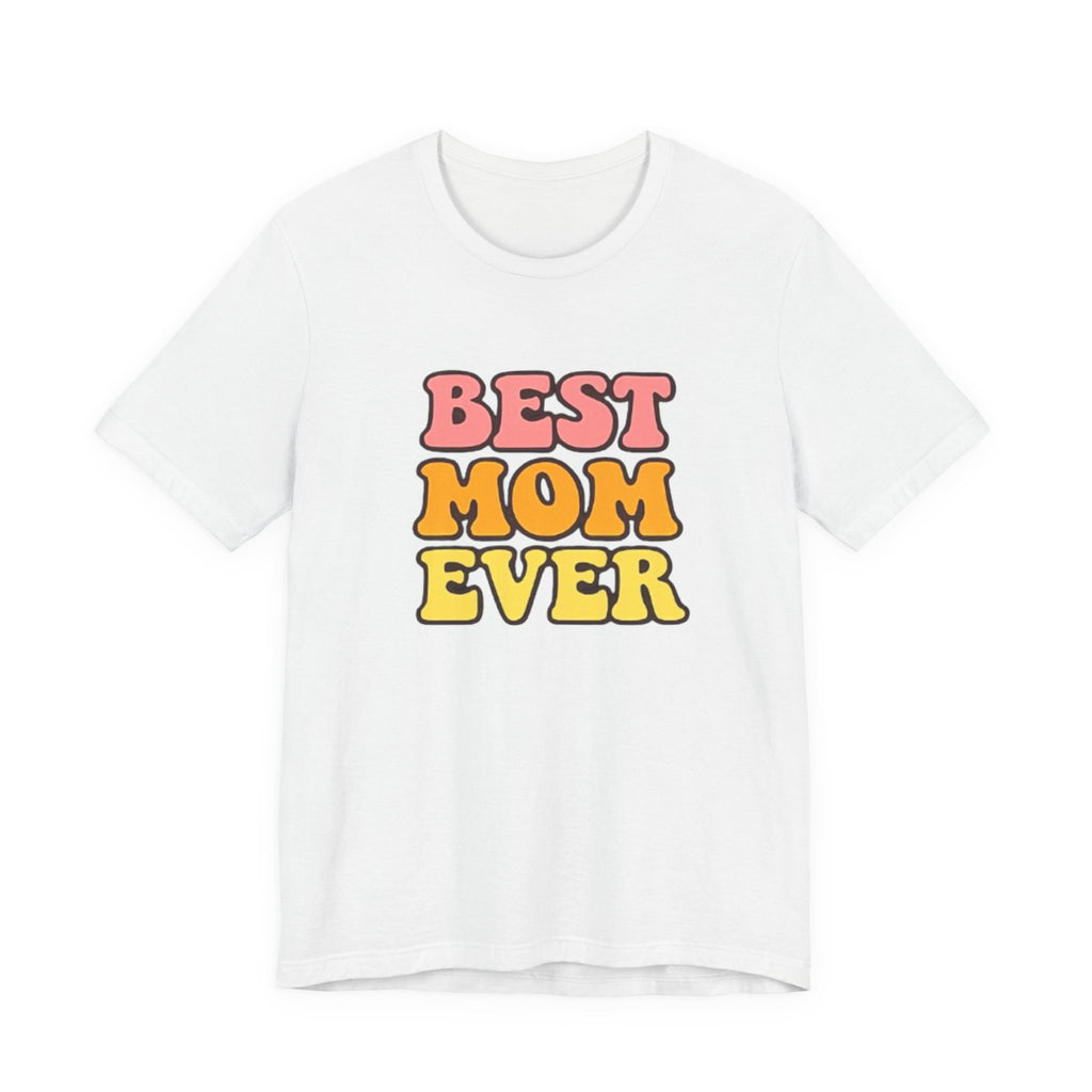 Best Mom Ever retro colorblock T-shirt in soft Airlume cotton with crew neck and regular unisex fit