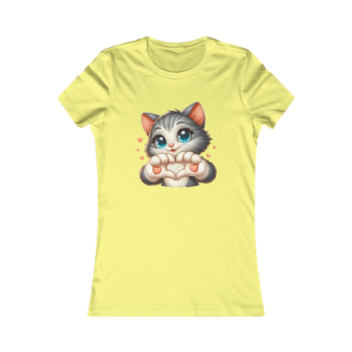 Women's Tee — Cute Kitten Making Heart Paws Graphic
