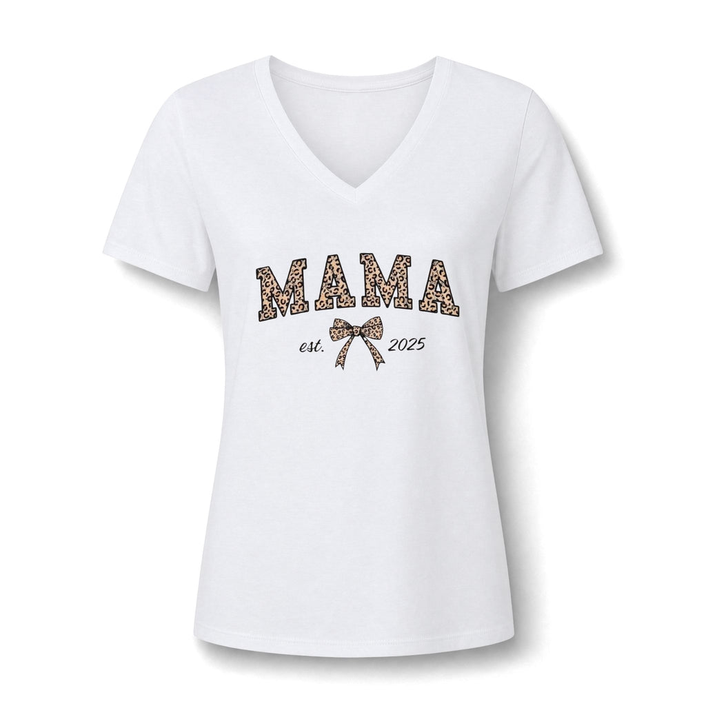 Senior 2026 Cheer Mom V-Neck Tee — Pink Pom Pom Graduation Shirt