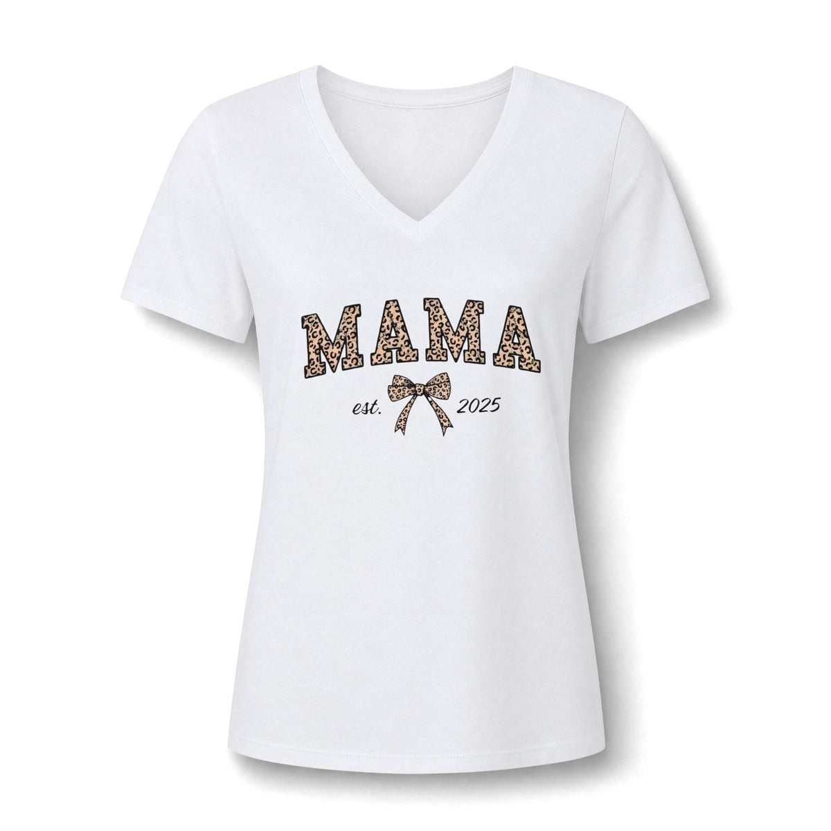 Senior 2026 Cheer Mom V-Neck Tee — Pink Pom Pom Graduation Shirt