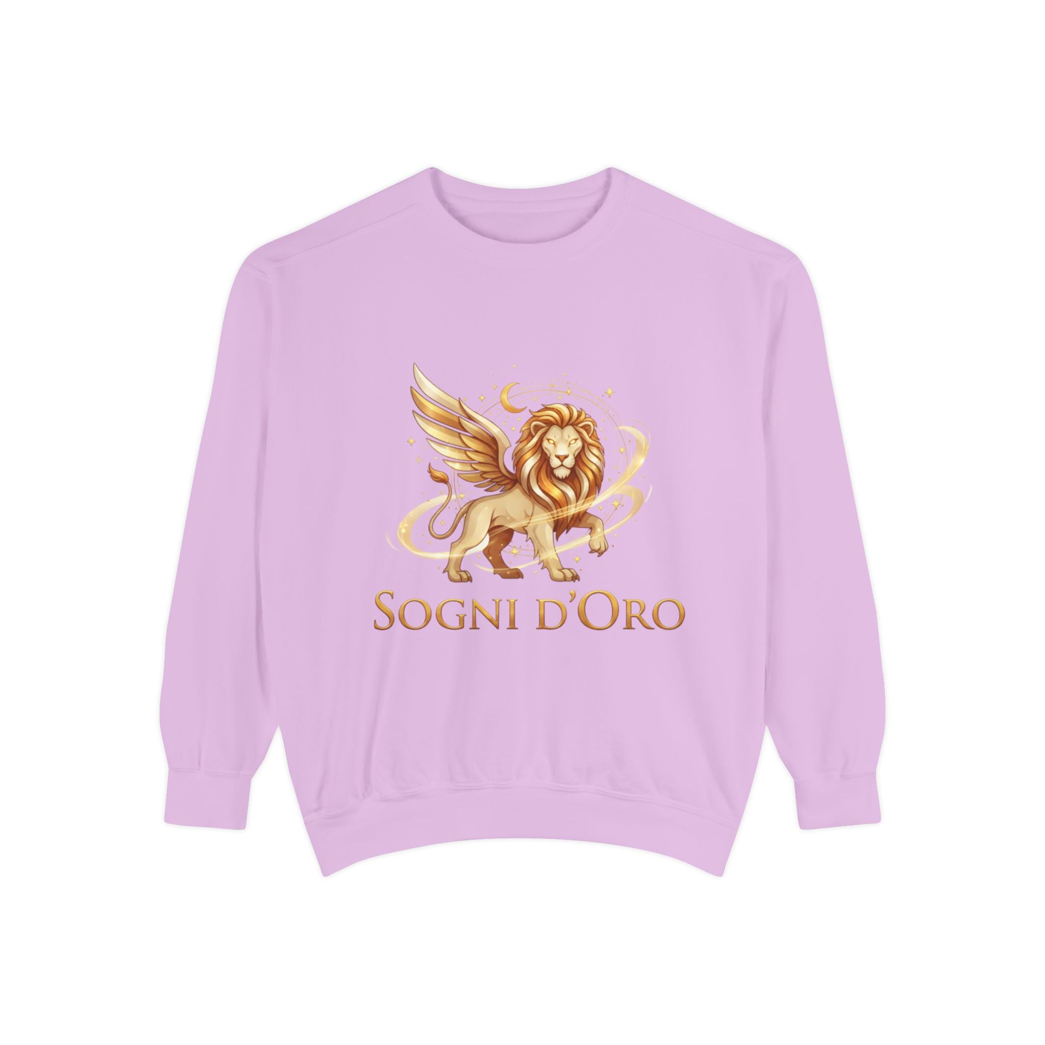 Altın Kanatlı Aslan Sweatshirt — "Sogni d'Oro" Rüya Gibi İtalyan Esintili Yuvarlak Yaka