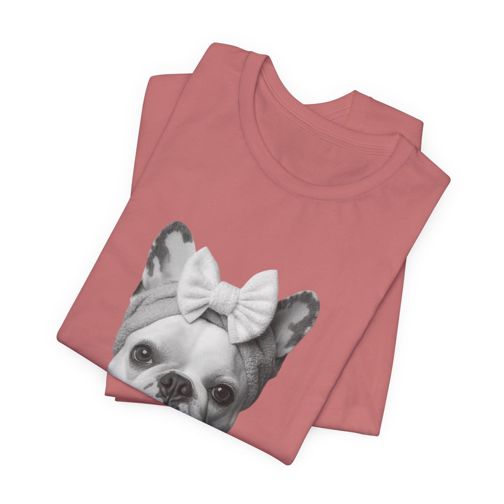 French Bulldog Portrait Tee — Cute Bow Dog Graphic T-Shirt