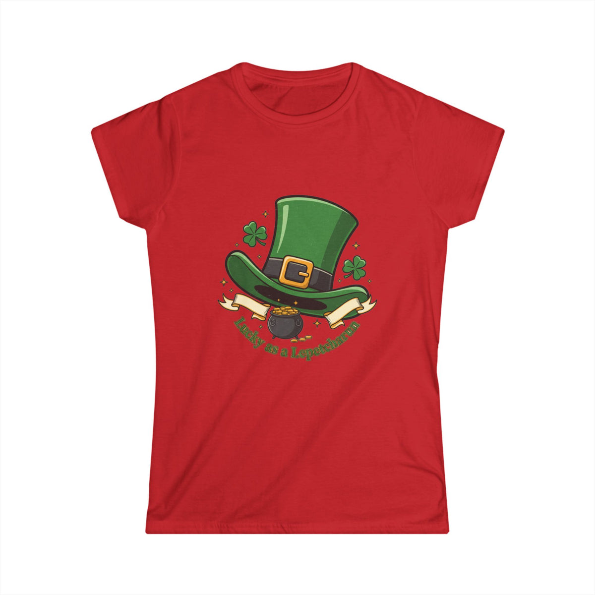 St. Patrick's Day Women's Tee — 'Lucky as a Leprechaun' Shamrock Hat Design