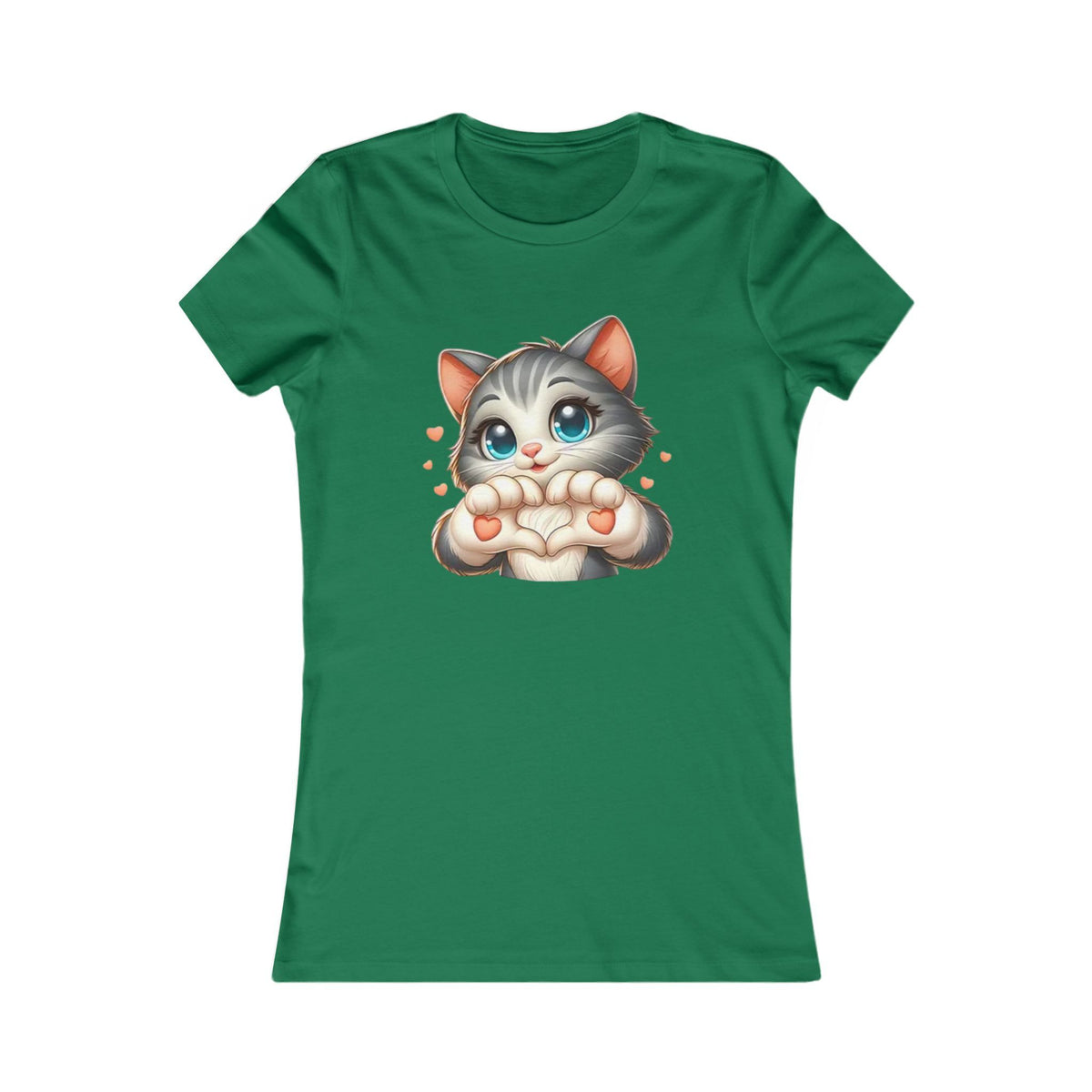 Women's Tee — Cute Kitten Making Heart Paws Graphic