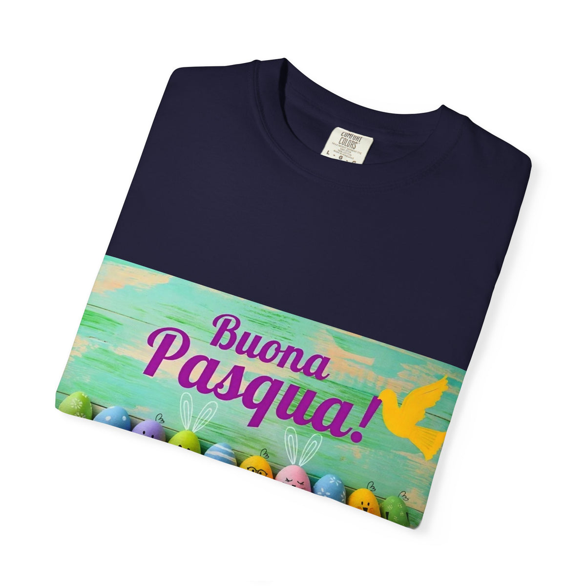 Easter T-Shirt — "Buona Pasqua" Colorful Bunny Eggs Graphic