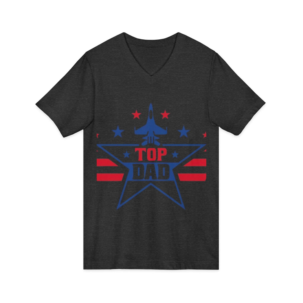 Top Dad V-Neck Tee — Patriotic Jet Star Fathers Day T-Shirt