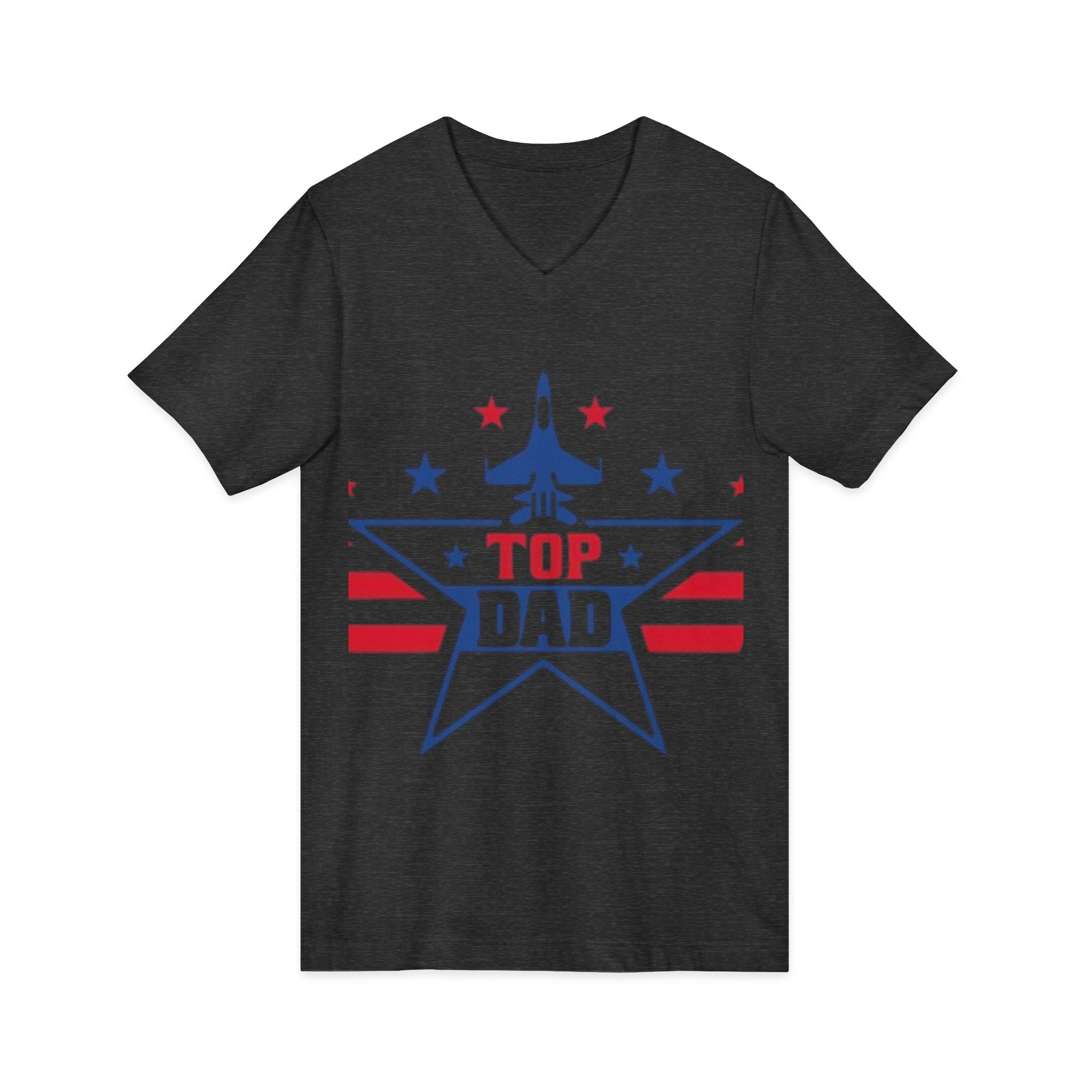 Top Dad V-Neck Tee — Patriotic Jet Star Fathers Day T-Shirt