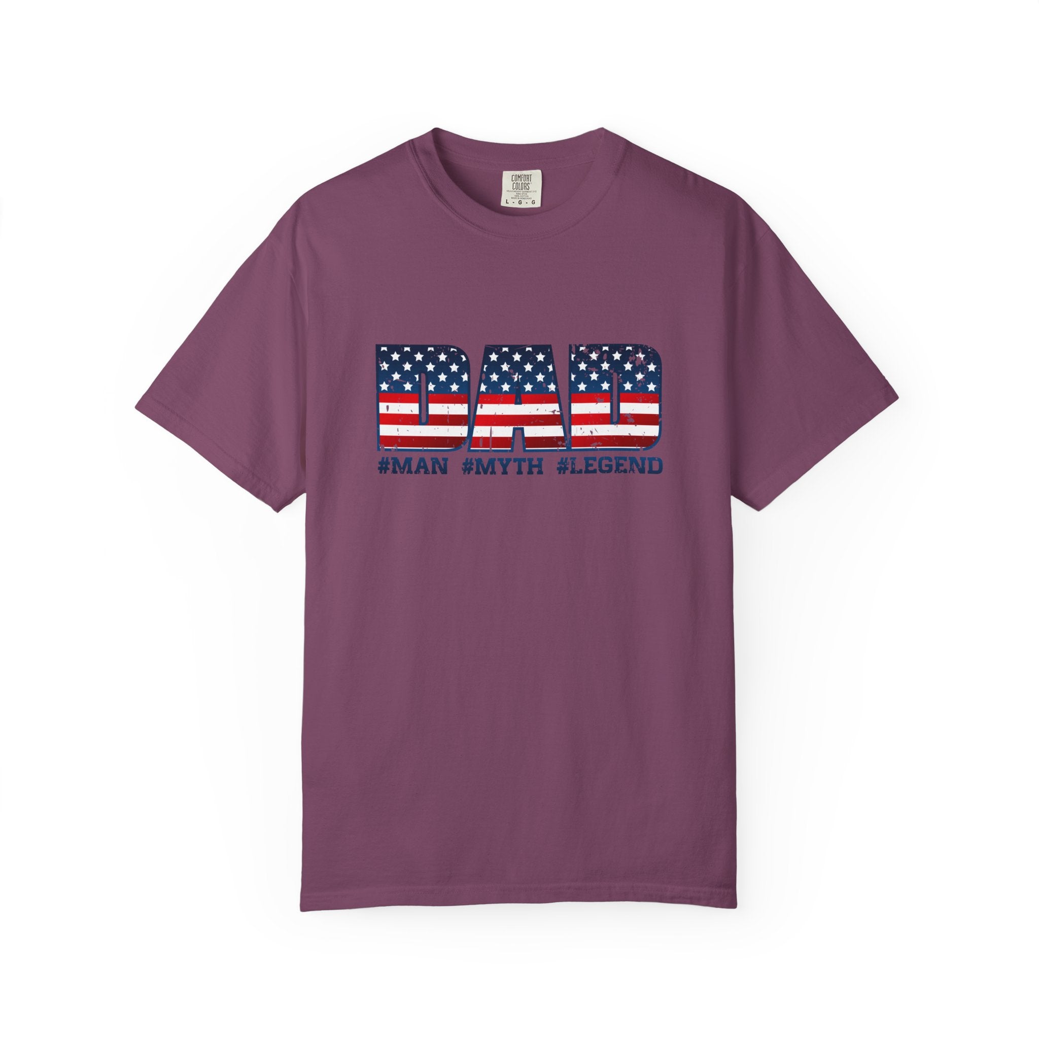 Dad Patriotic T-Shirt - "DAD" American Flag Design (#Man #Myth #Legend)
