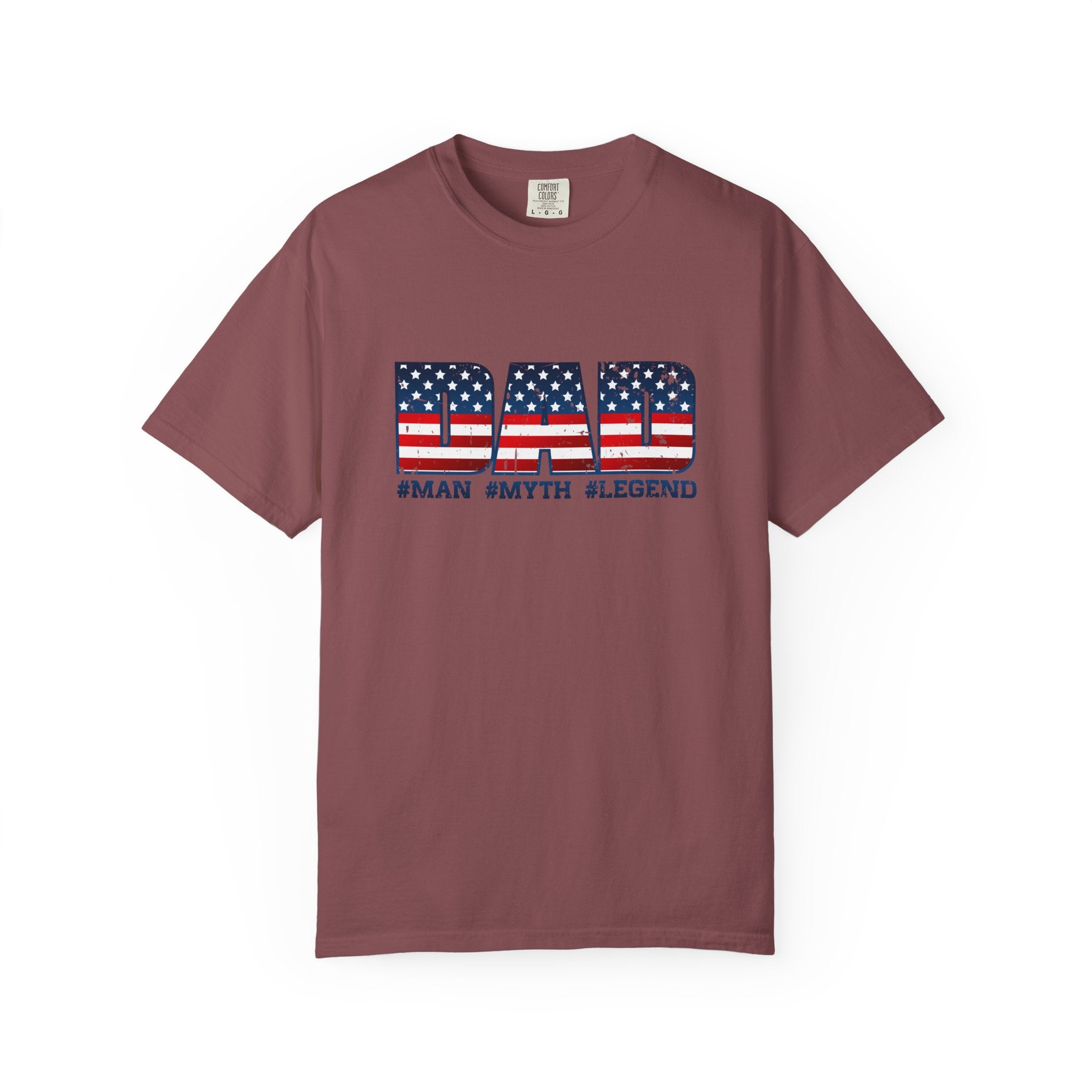 Dad Patriotic T-Shirt - "DAD" American Flag Design (#Man #Myth #Legend)