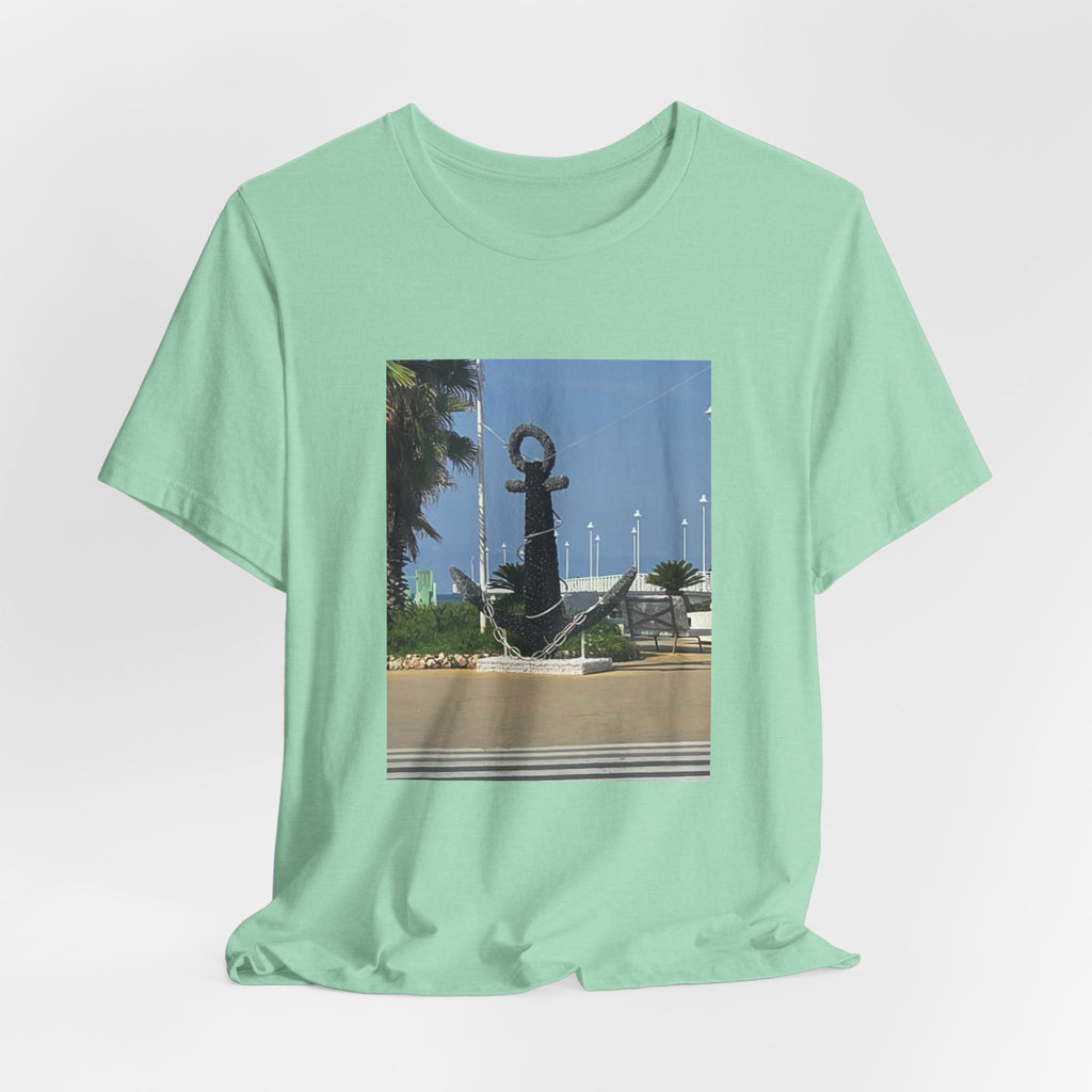 Anchor Statue Photo Tee — Coastal Nautical T-Shirt