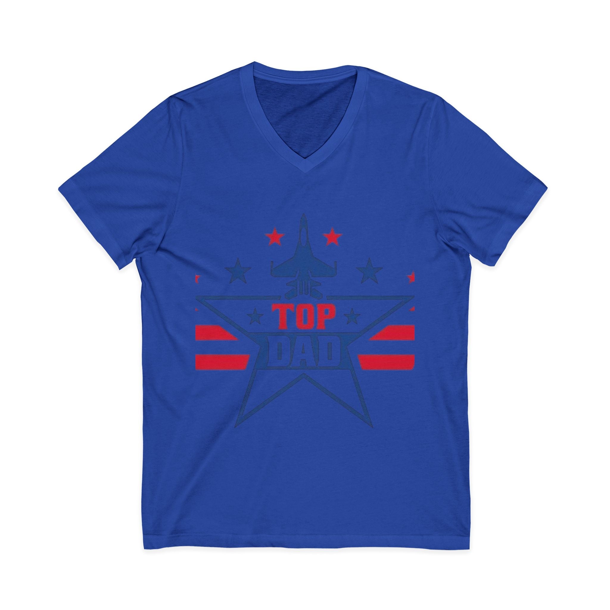 Top Dad V-Neck Tee — Patriotic Jet Star Fathers Day T-Shirt