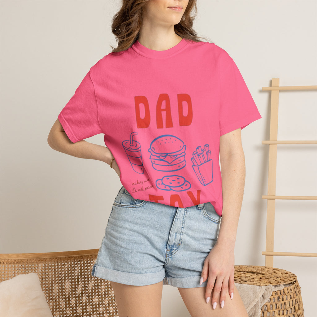 Dad Tax T-Shirt — Funny Father’s Day Tee with Burger, Fries & Drink Graphic