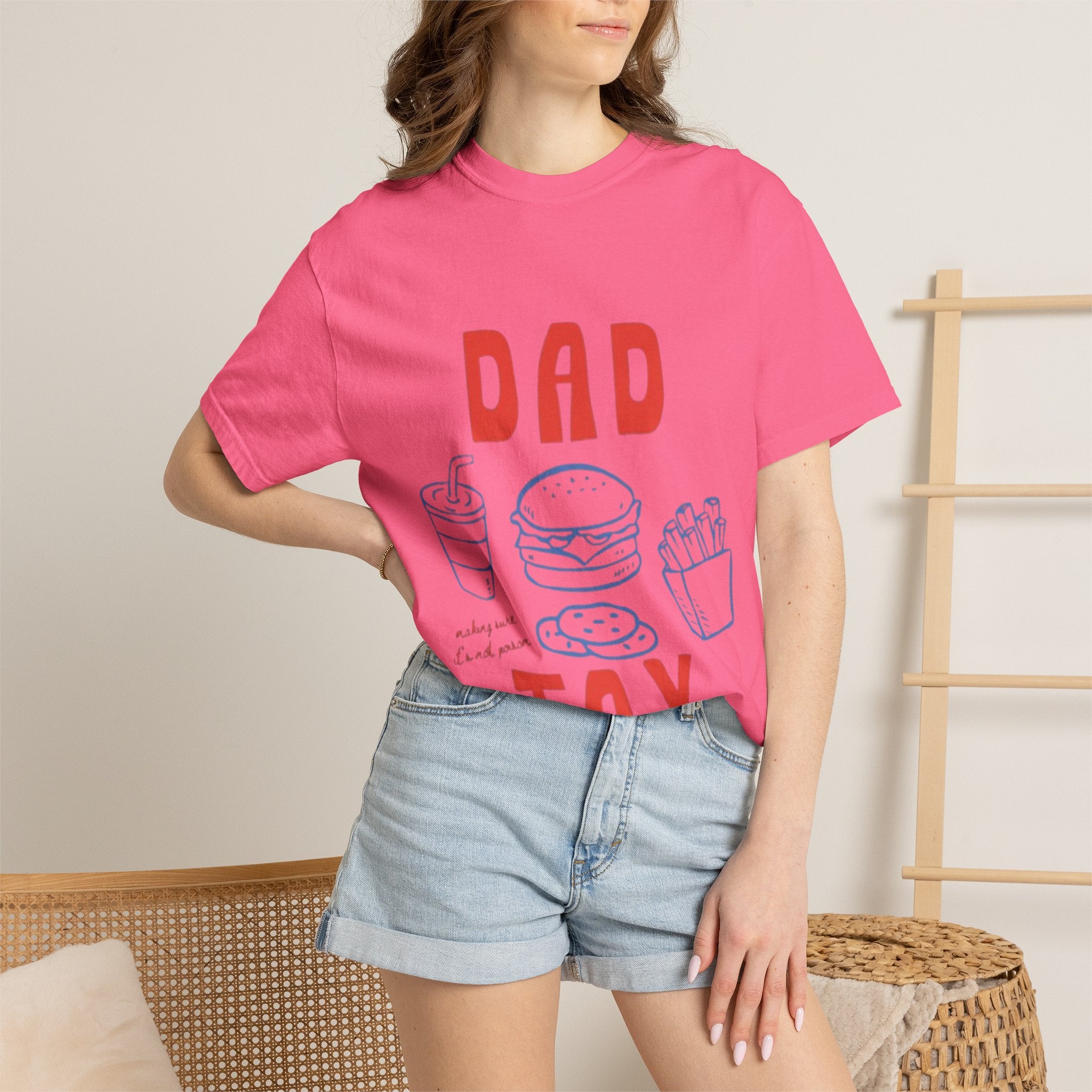Dad Tax T-Shirt — Funny Father’s Day Tee with Burger, Fries & Drink Graphic
