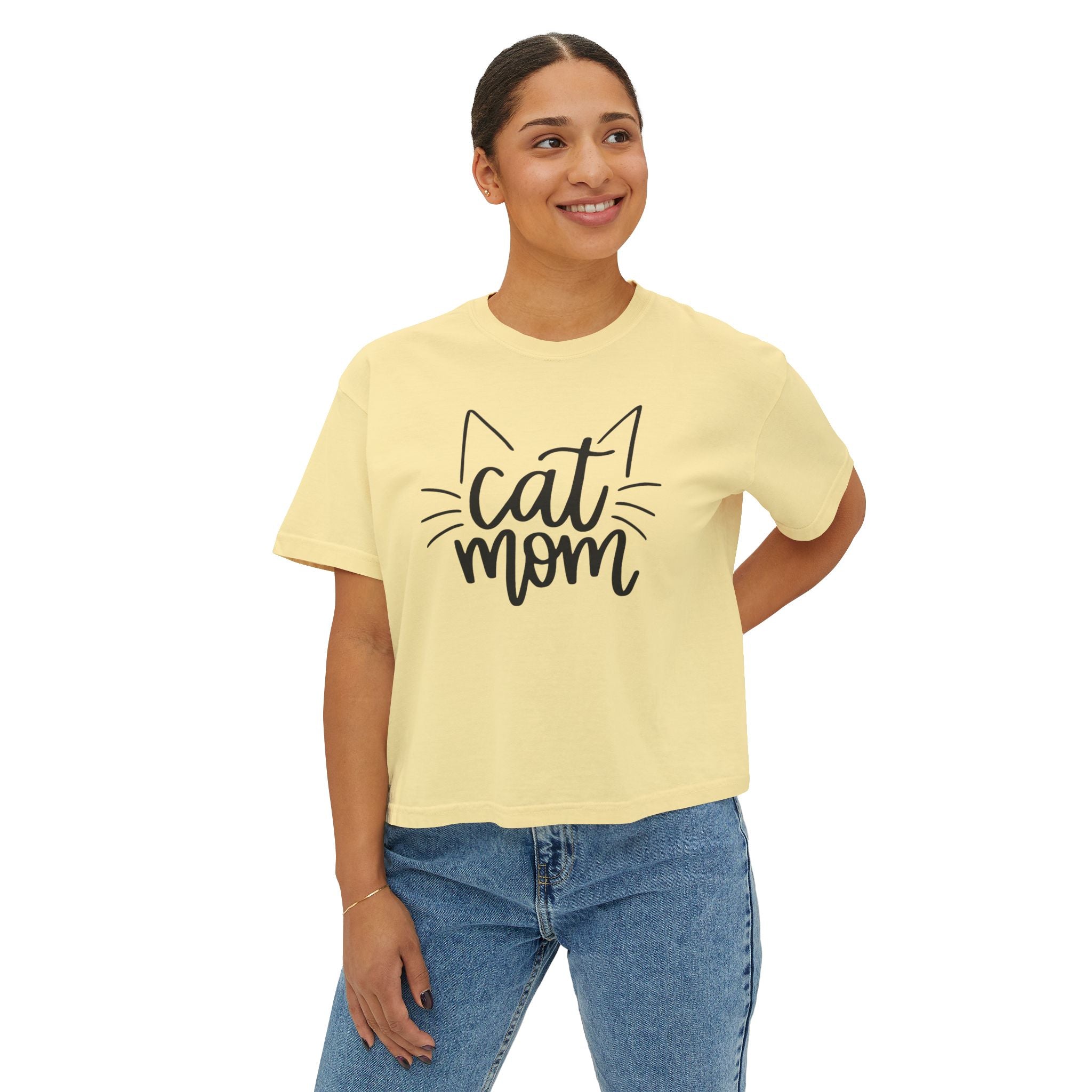 Cat Mom Boxy Cotton Tee