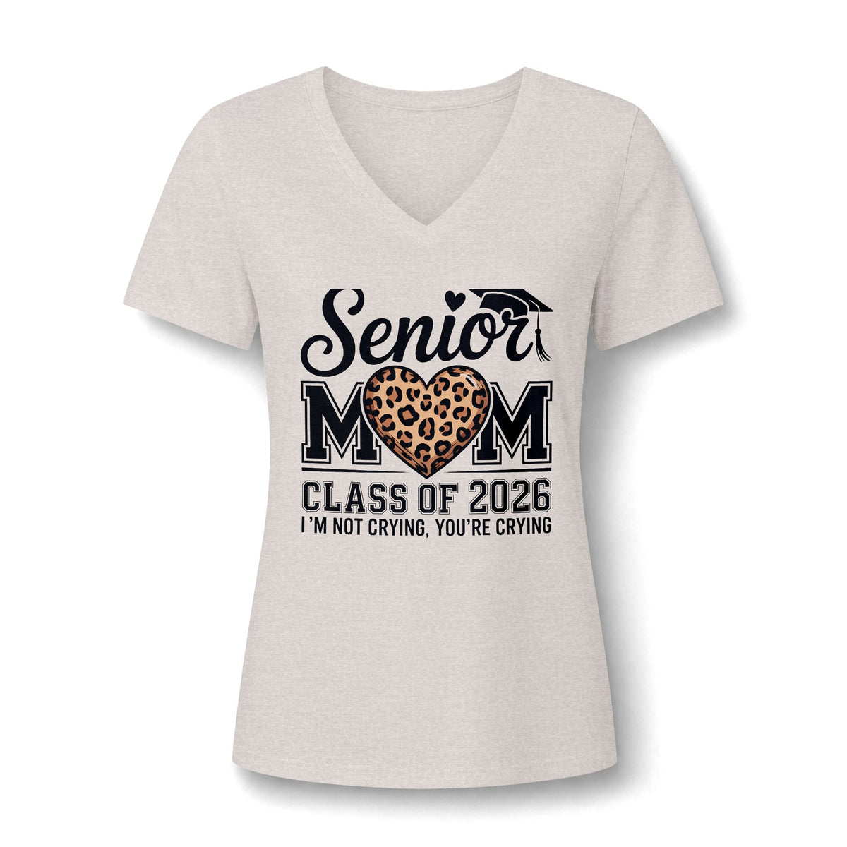Mom V-Neck Tee — Leopard Heart & Butterflies Mother's Day Shirt