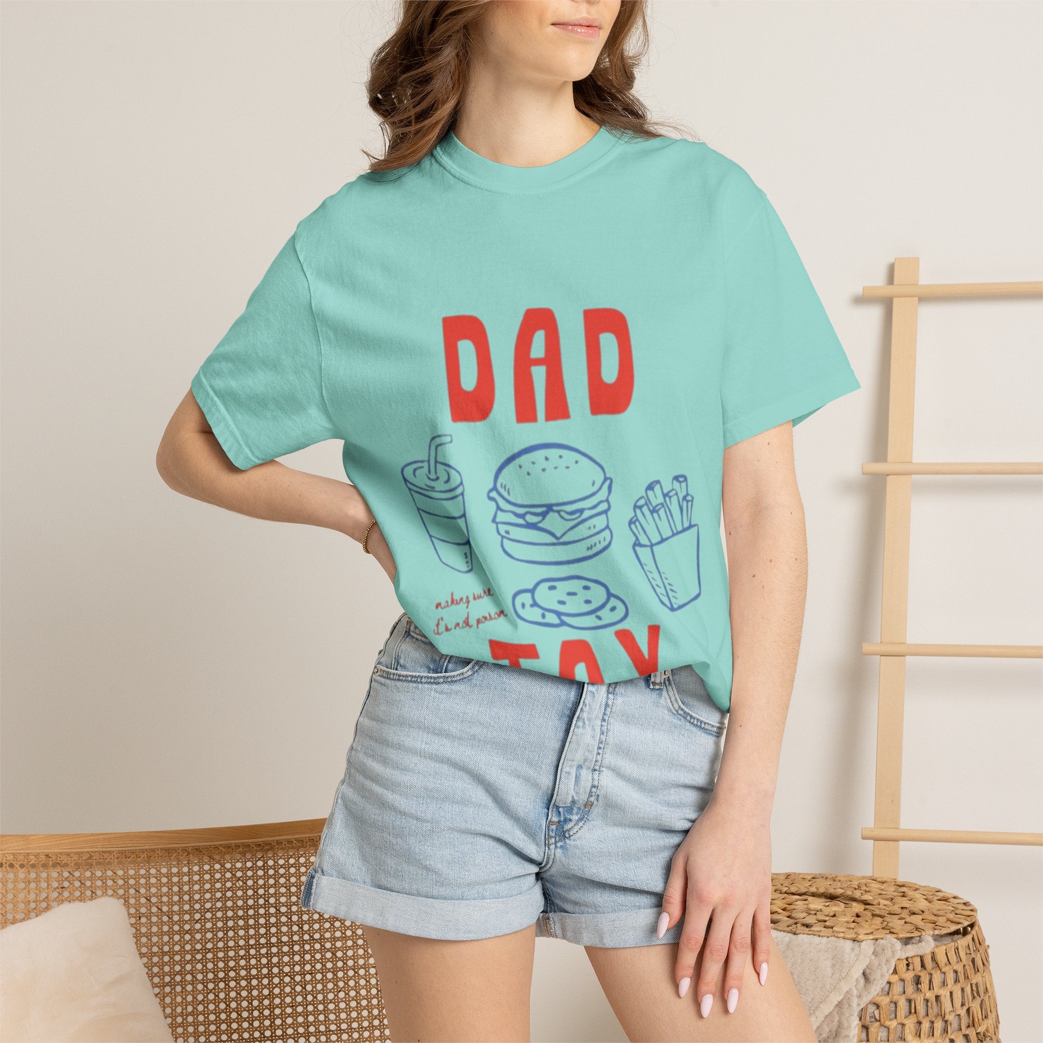 Dad Tax T-Shirt — Funny Father’s Day Tee with Burger, Fries & Drink Graphic