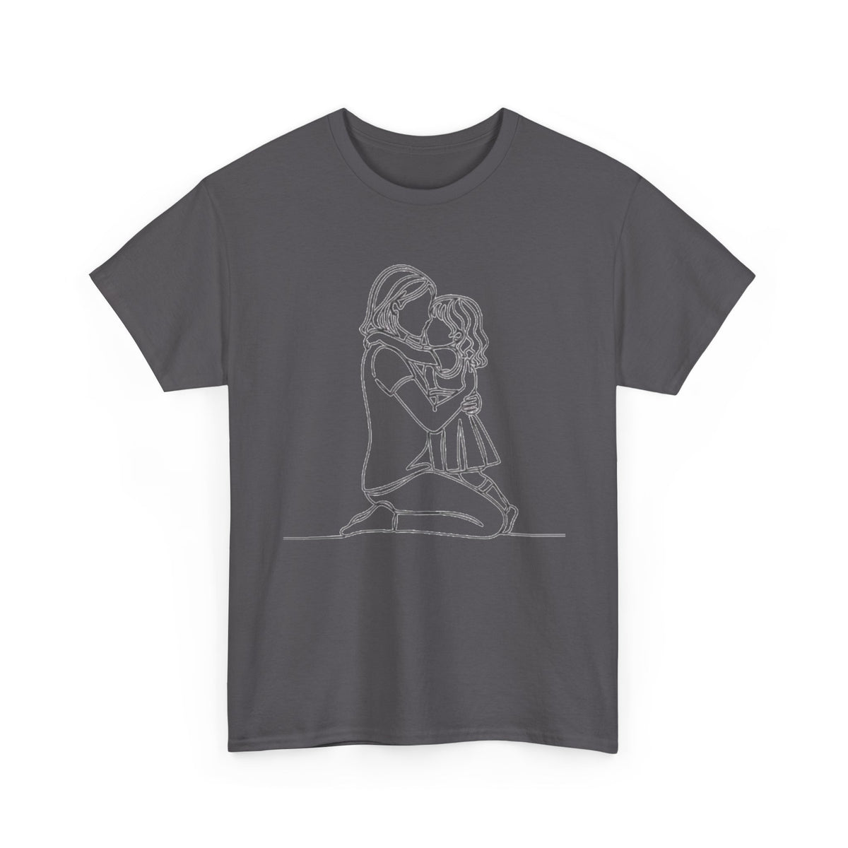 Mother and Daughter Line Art Tee — Minimalist Family Love Shirt