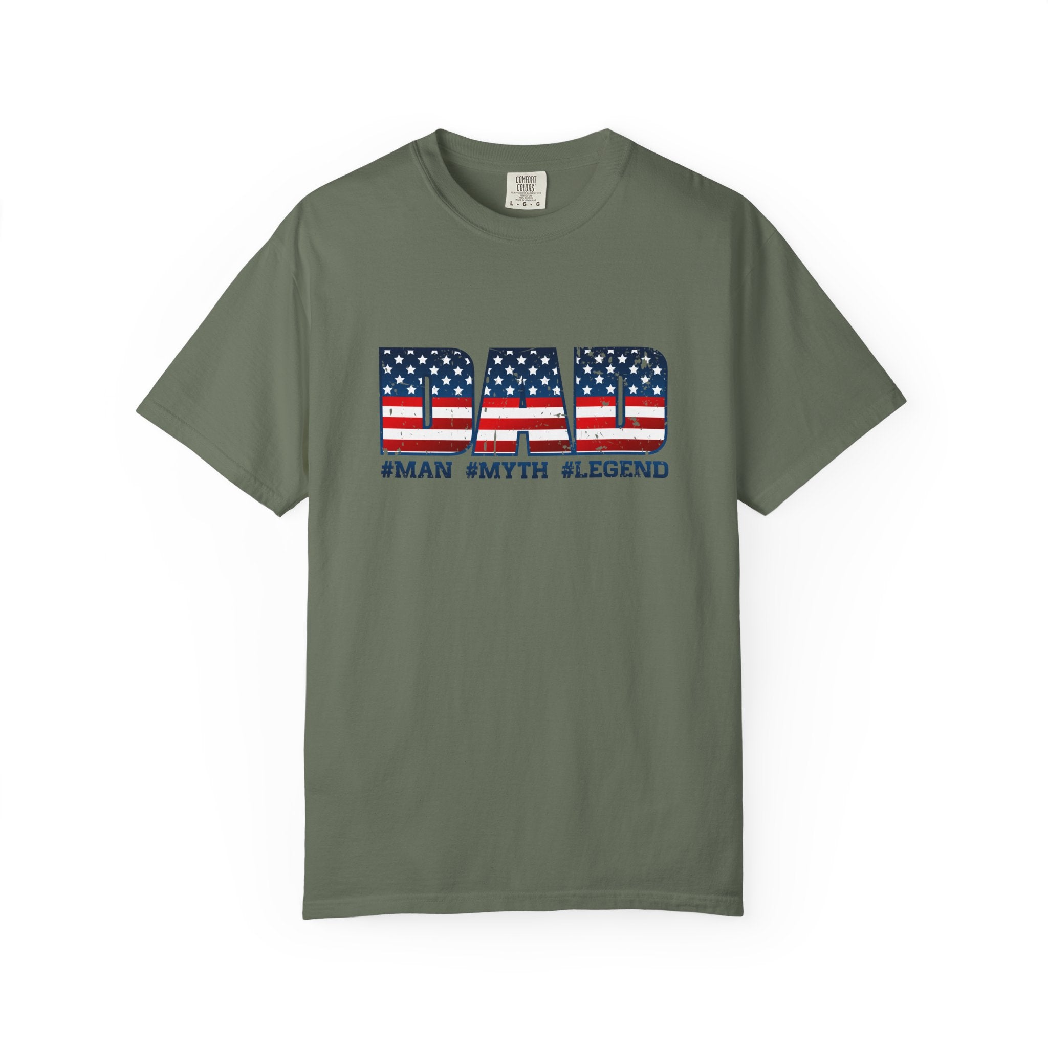 Dad Patriotic T-Shirt - "DAD" American Flag Design (#Man #Myth #Legend)