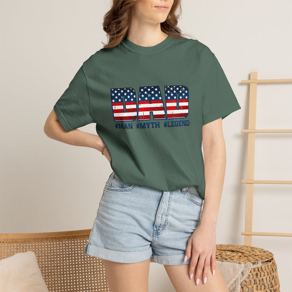 Dad Patriotic T-Shirt - "DAD" American Flag Design (#Man #Myth #Legend)
