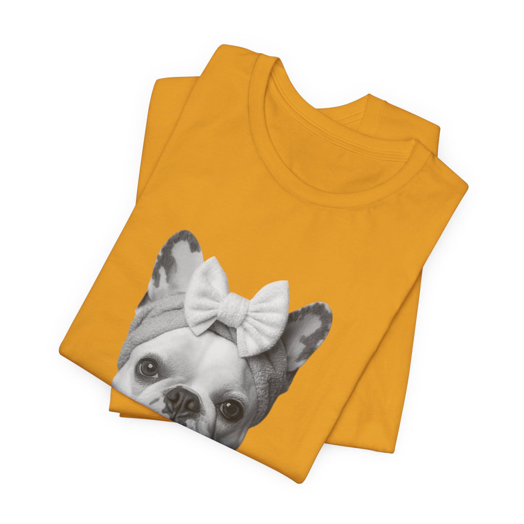 French Bulldog Portrait Tee — Cute Bow Dog Graphic T-Shirt