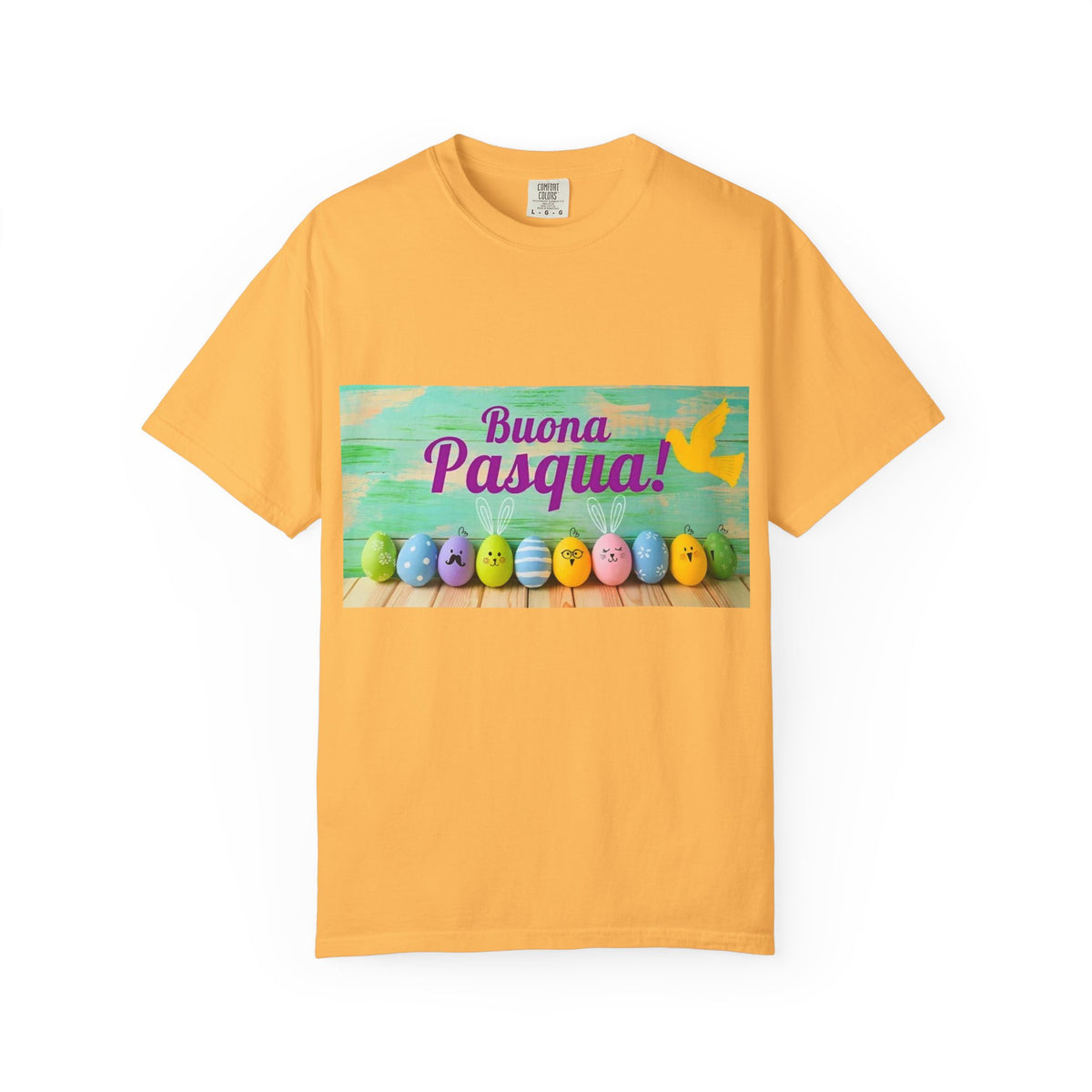 Easter T-Shirt — "Buona Pasqua" Colorful Bunny Eggs Graphic