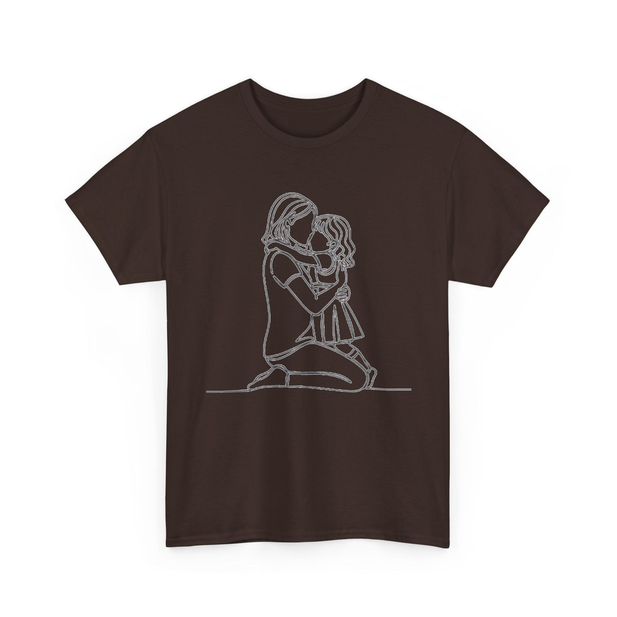 Mother and Daughter Line Art Tee — Minimalist Family Love Shirt