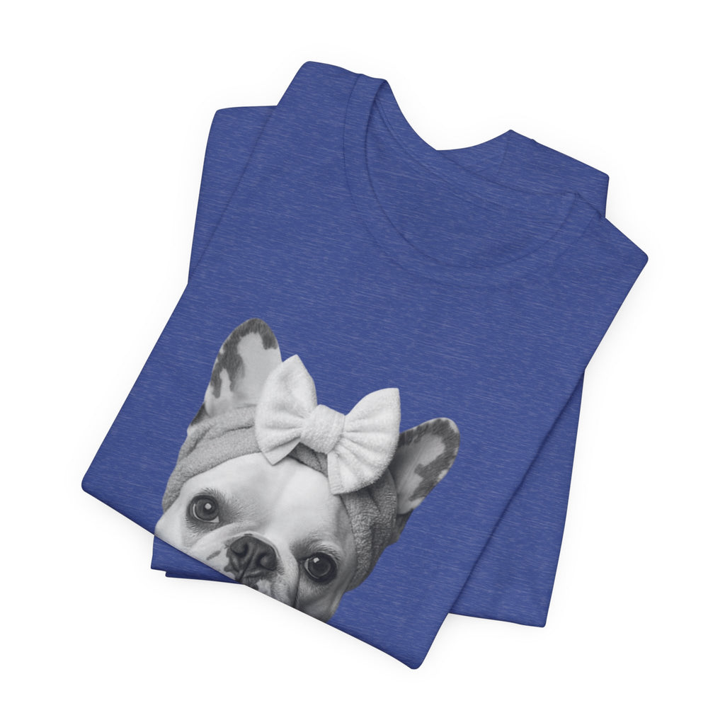 French Bulldog Portrait Tee — Cute Bow Dog Graphic T-Shirt
