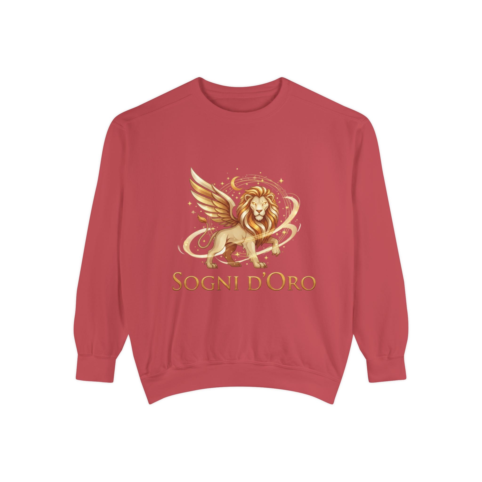 Altın Kanatlı Aslan Sweatshirt — "Sogni d'Oro" Rüya Gibi İtalyan Esintili Yuvarlak Yaka