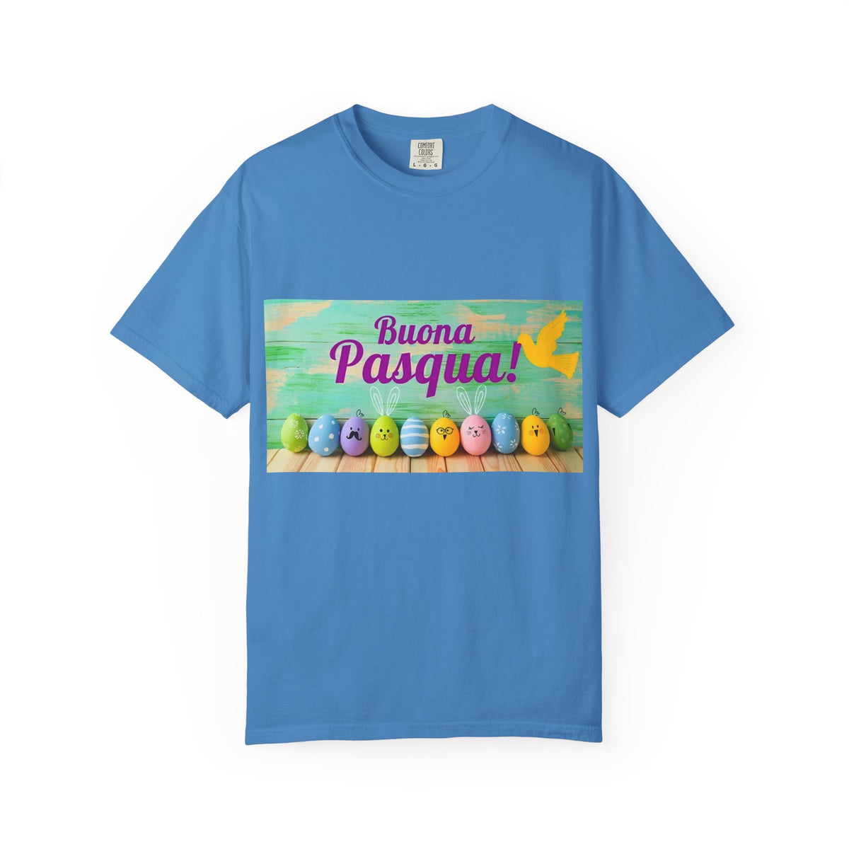 Easter T-Shirt — "Buona Pasqua" Colorful Bunny Eggs Graphic