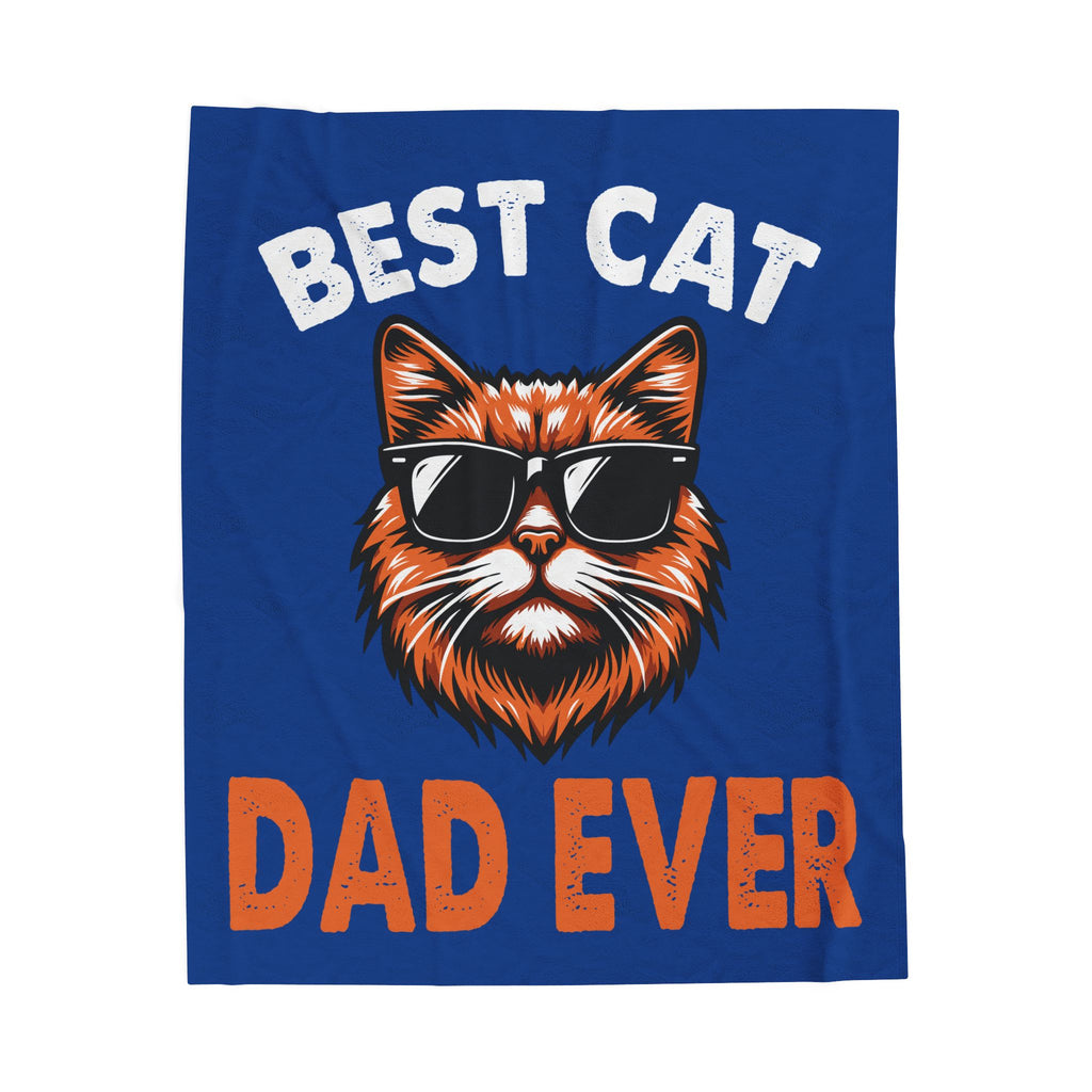 Best Cat Dad Ever Velveteen Plush Blanket – Funny Cat Dad Gift