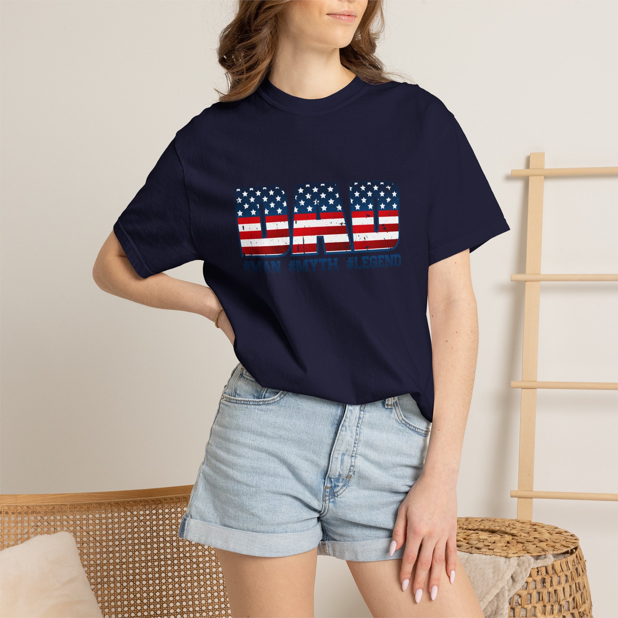 Dad Patriotic T-Shirt - "DAD" American Flag Design (#Man #Myth #Legend)