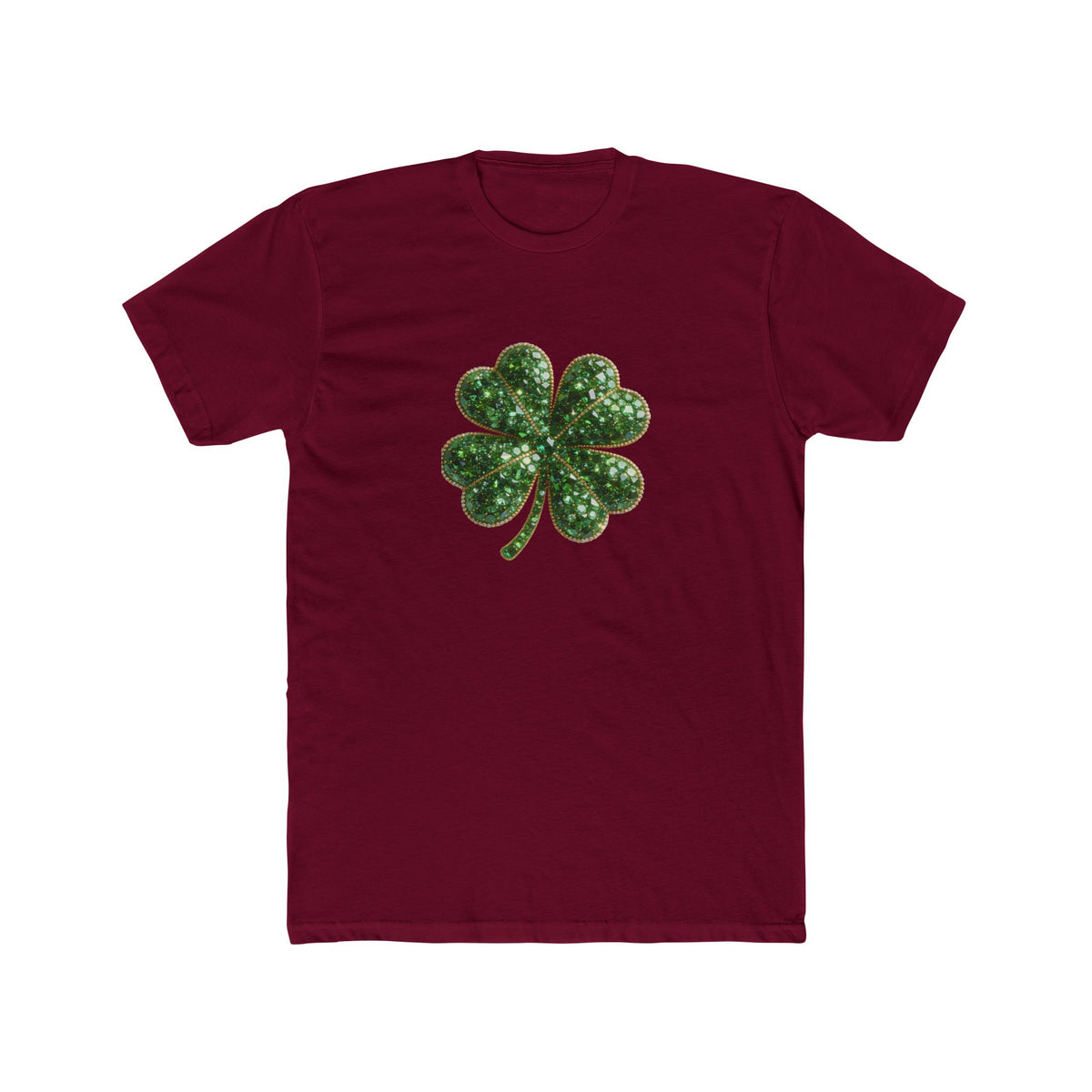 St. Patrick's Day Green Glitter Four-Leaf Clover T-Shirt