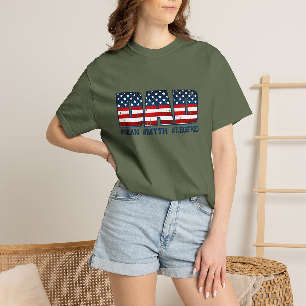 Dad Patriotic T-Shirt - "DAD" American Flag Design (#Man #Myth #Legend)