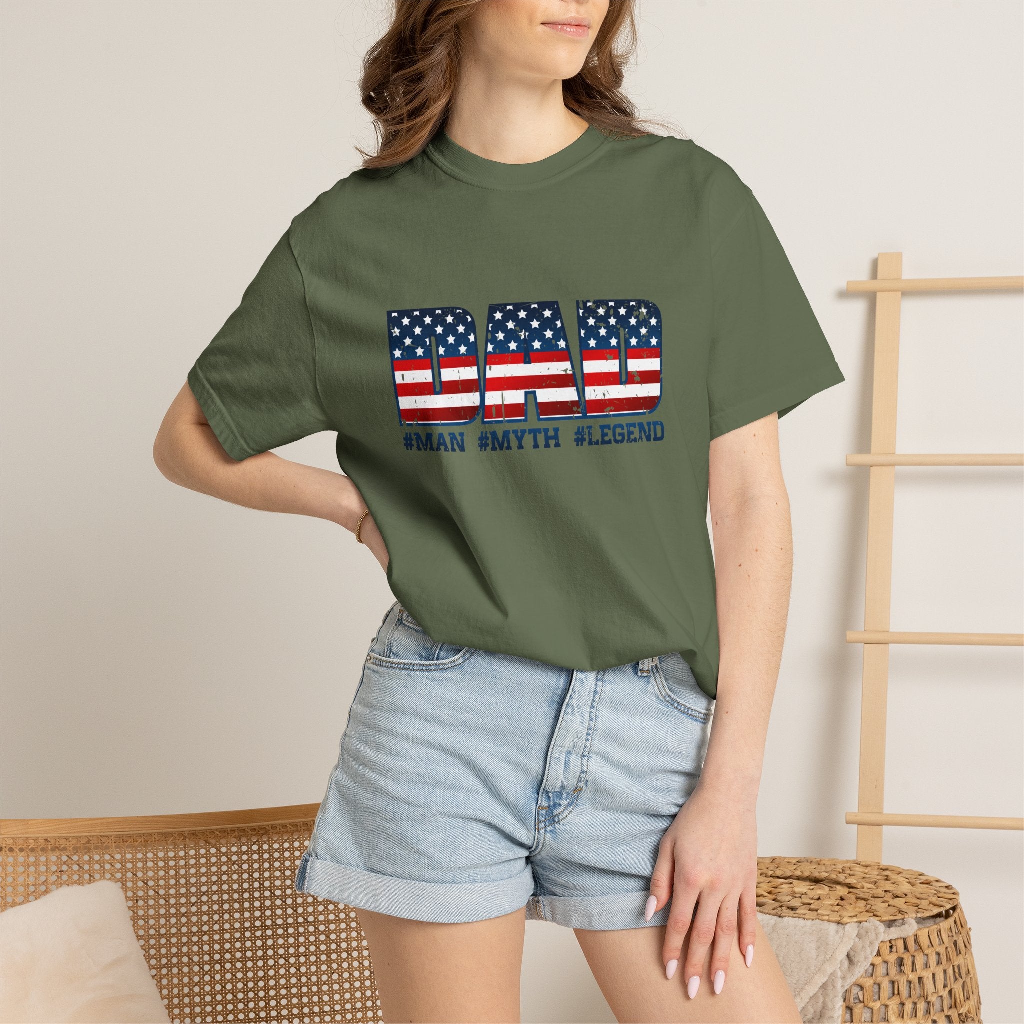 Dad Patriotic T-Shirt - "DAD" American Flag Design (#Man #Myth #Legend)