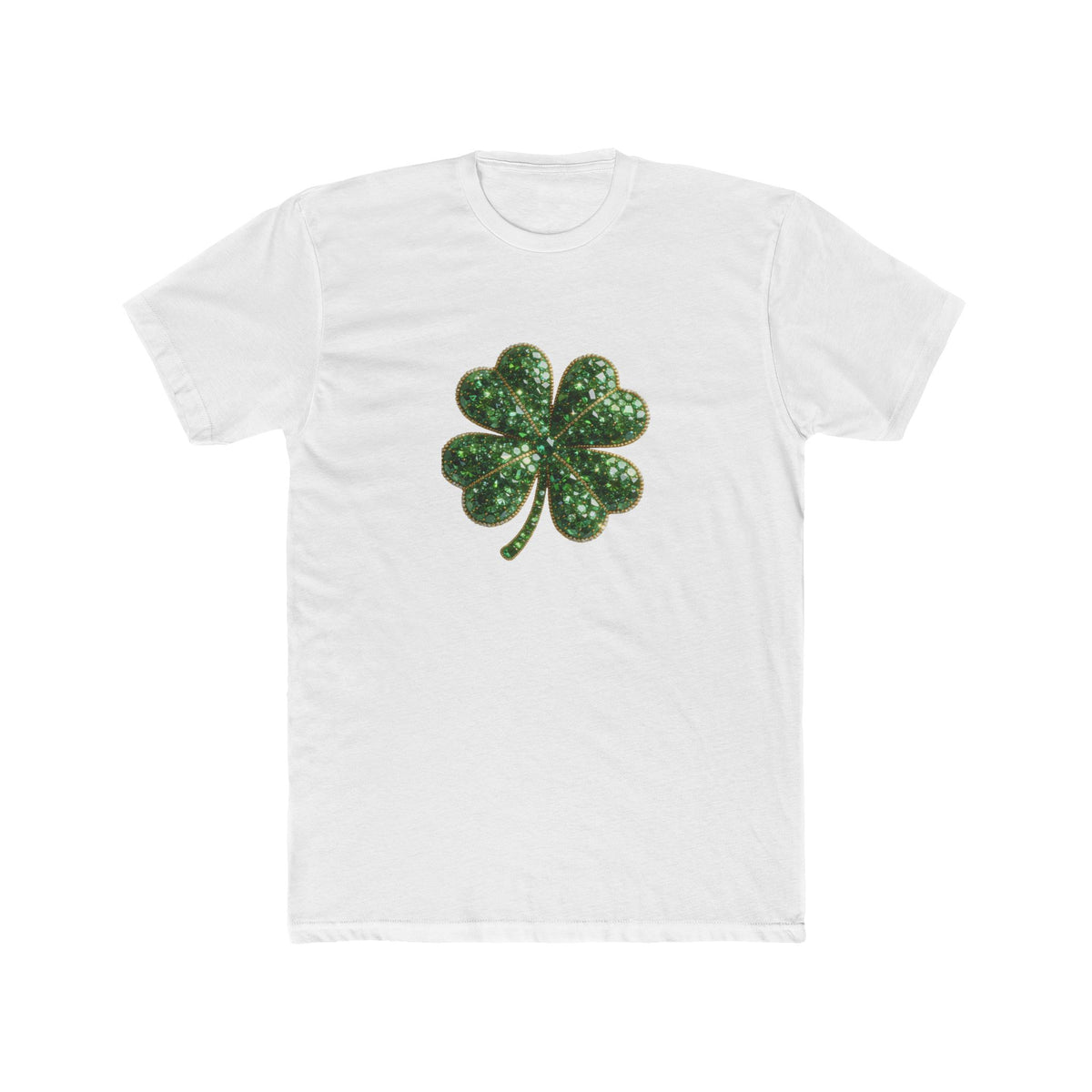 St. Patrick's Day Green Glitter Four-Leaf Clover T-Shirt