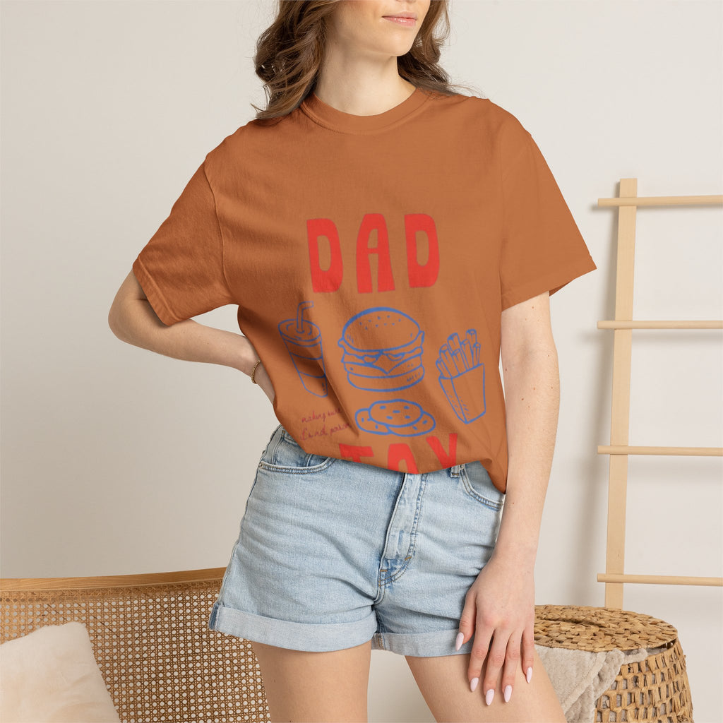 Dad Tax T-Shirt — Funny Father’s Day Tee with Burger, Fries & Drink Graphic