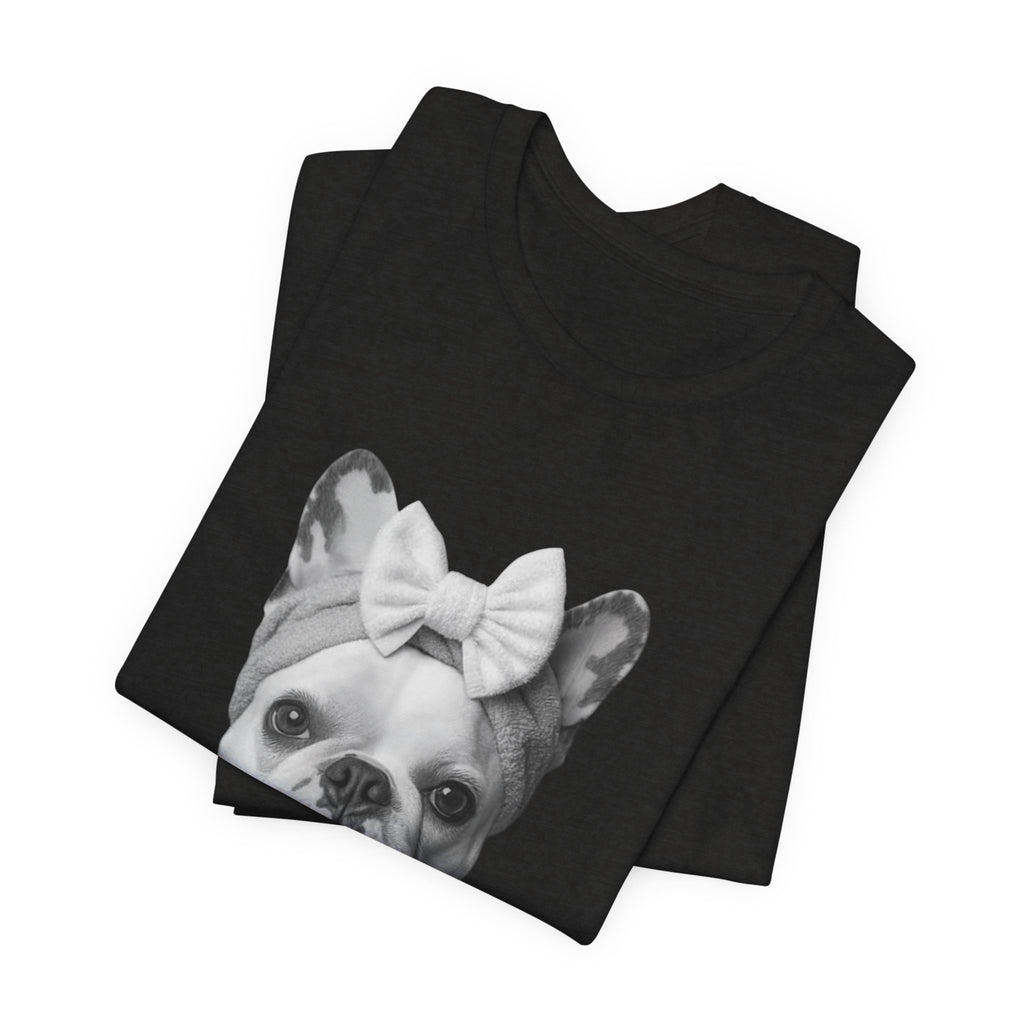 French Bulldog Portrait Tee — Cute Bow Dog Graphic T-Shirt