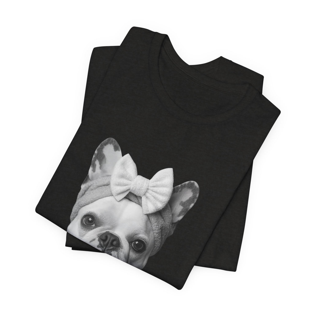 French Bulldog Portrait Tee — Cute Bow Dog Graphic T-Shirt