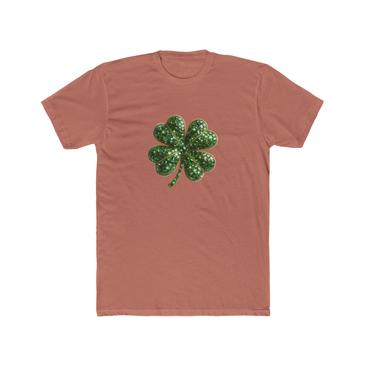 St. Patrick's Day Green Glitter Four-Leaf Clover T-Shirt