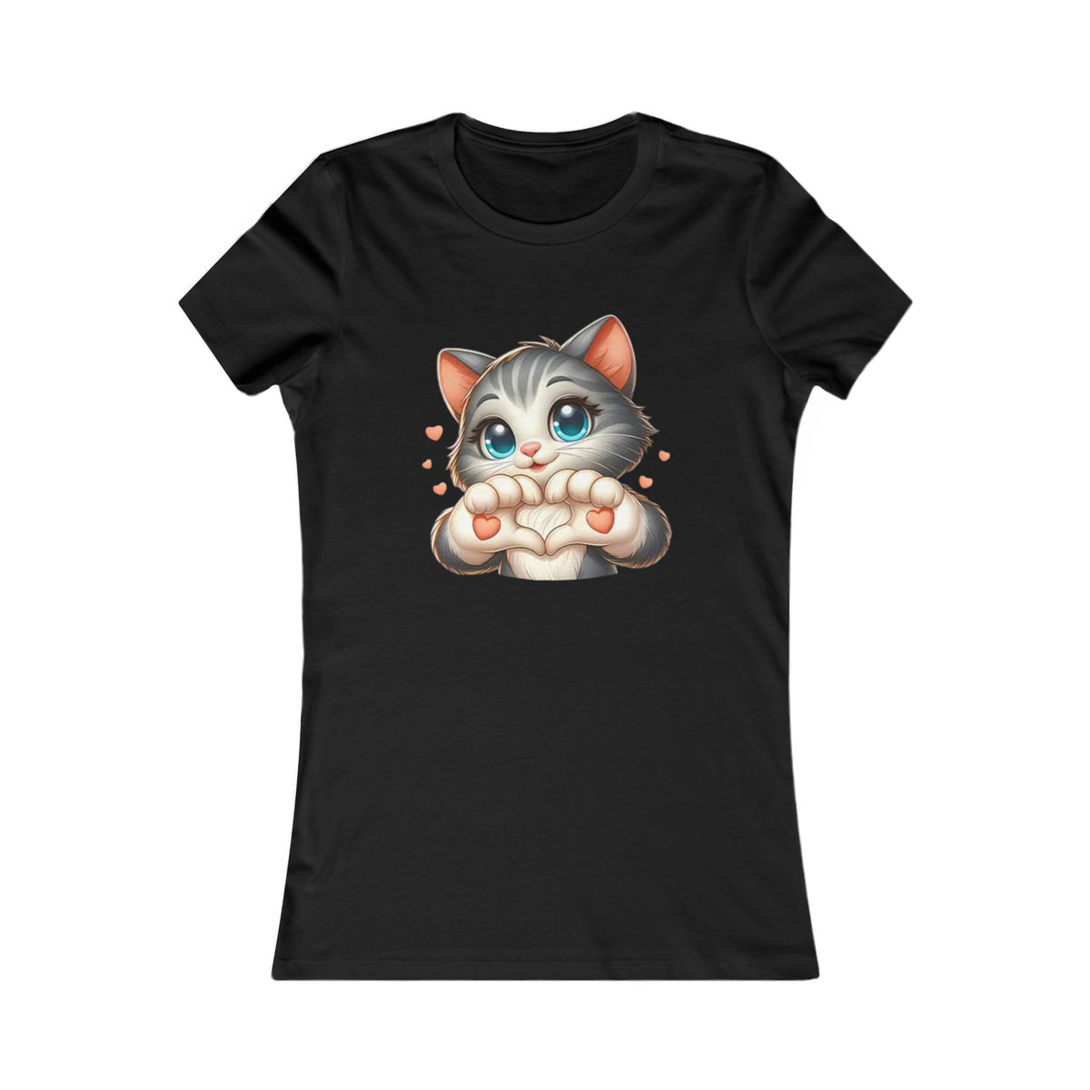 Women's Tee — Cute Kitten Making Heart Paws Graphic