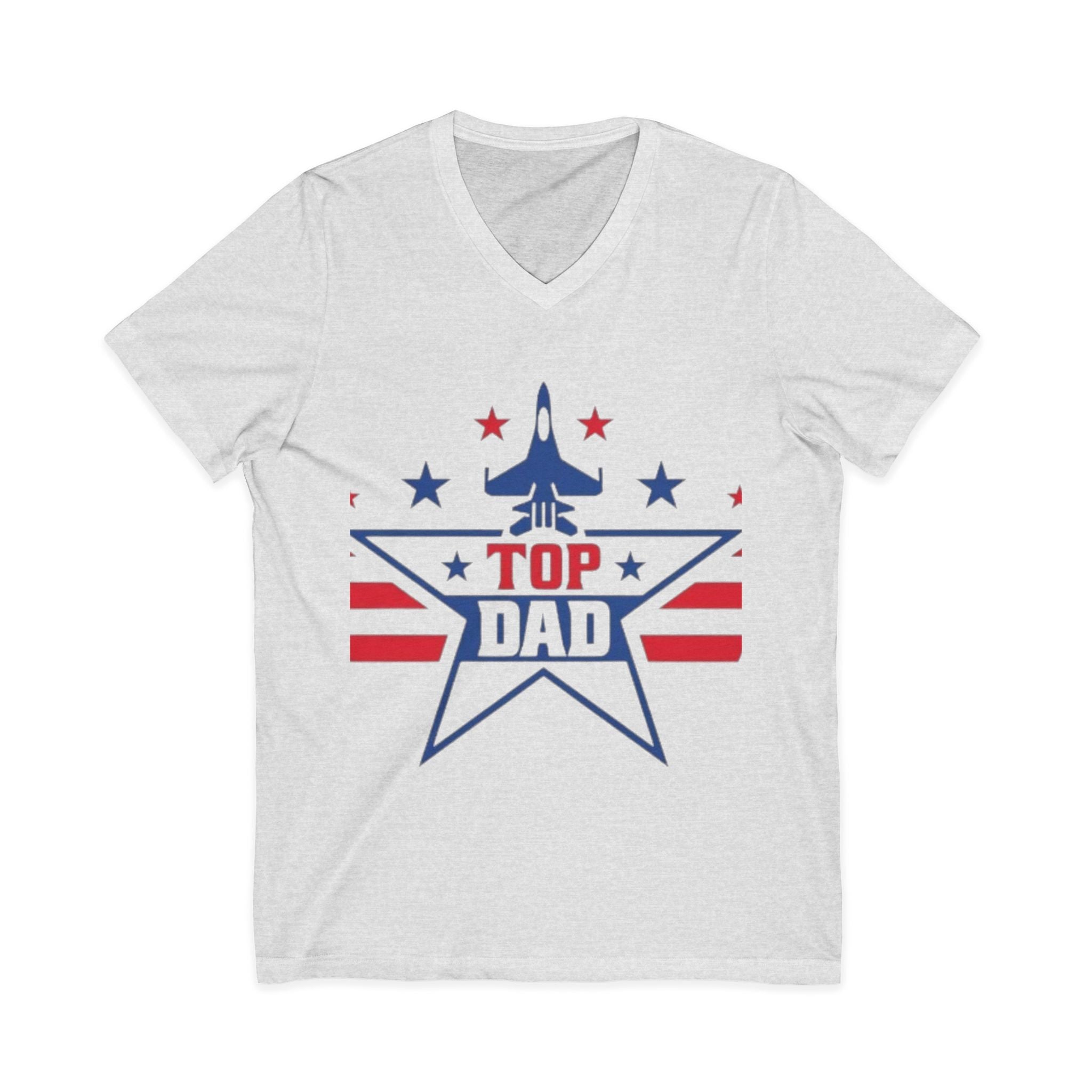 Top Dad V-Neck Tee — Patriotic Jet Star Fathers Day T-Shirt