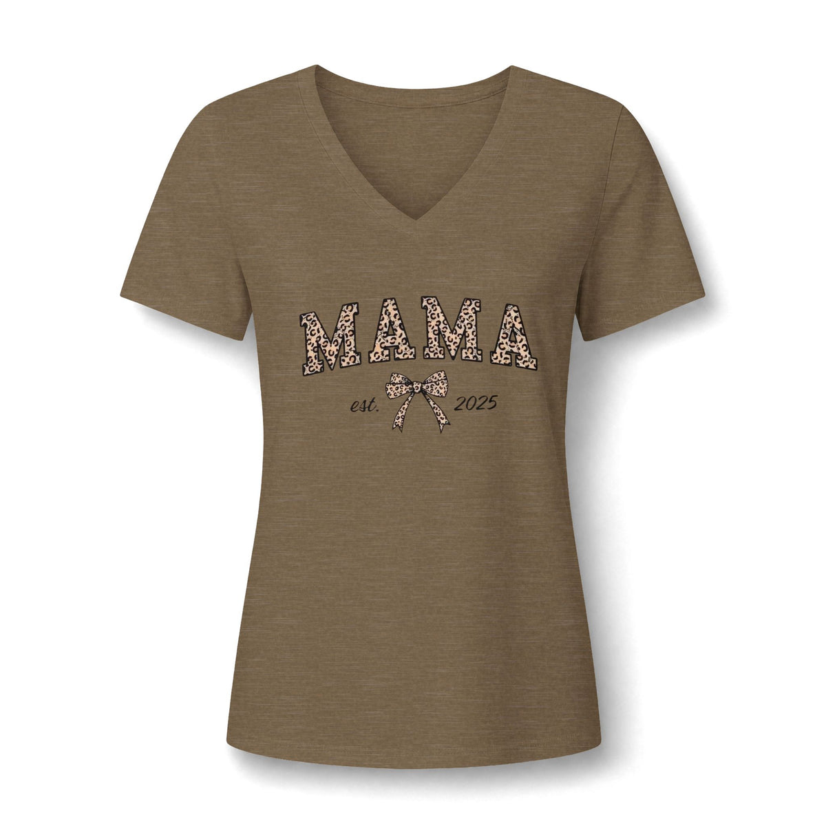 Senior 2026 Cheer Mom V-Neck Tee — Pink Pom Pom Graduation Shirt