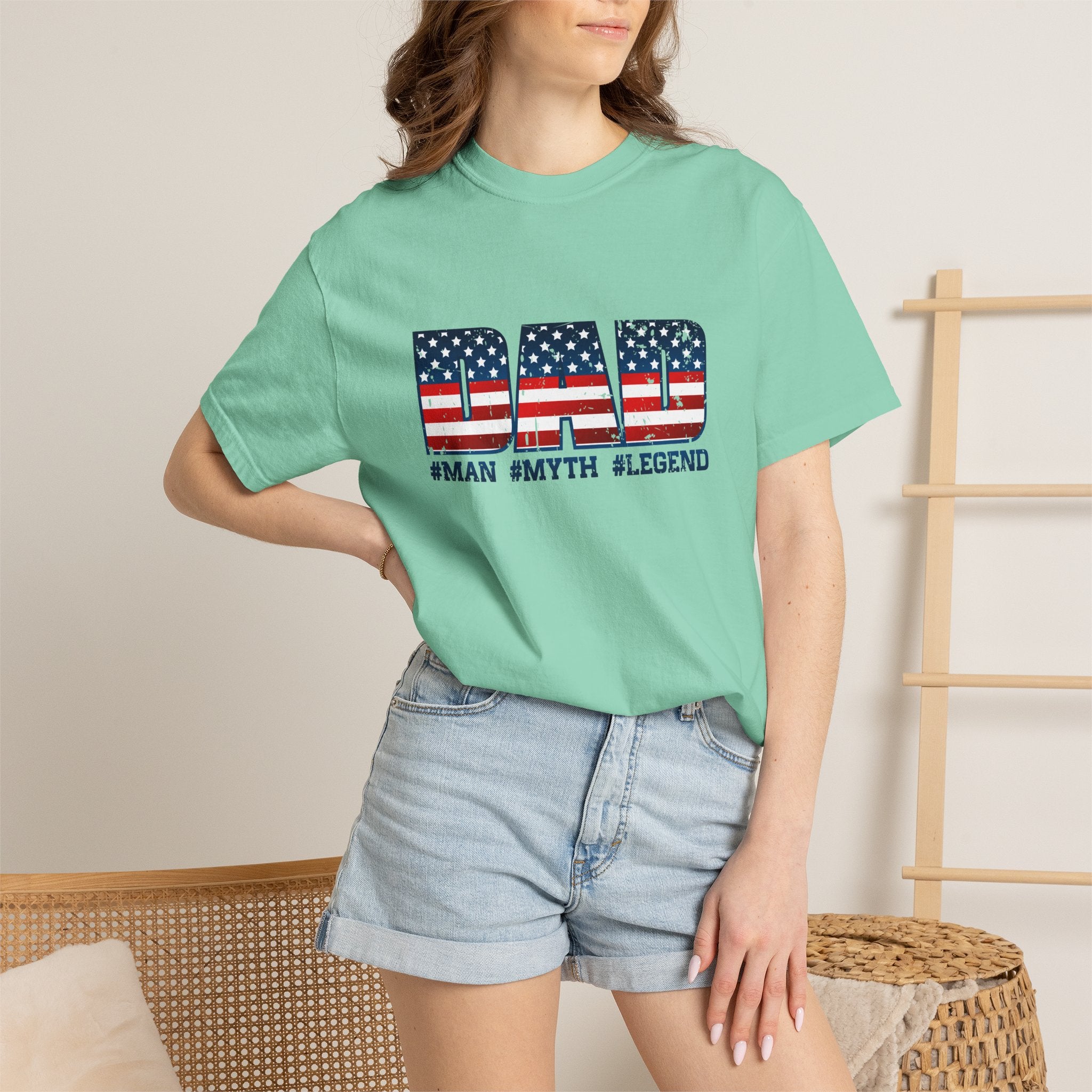 Dad Patriotic T-Shirt - "DAD" American Flag Design (#Man #Myth #Legend)