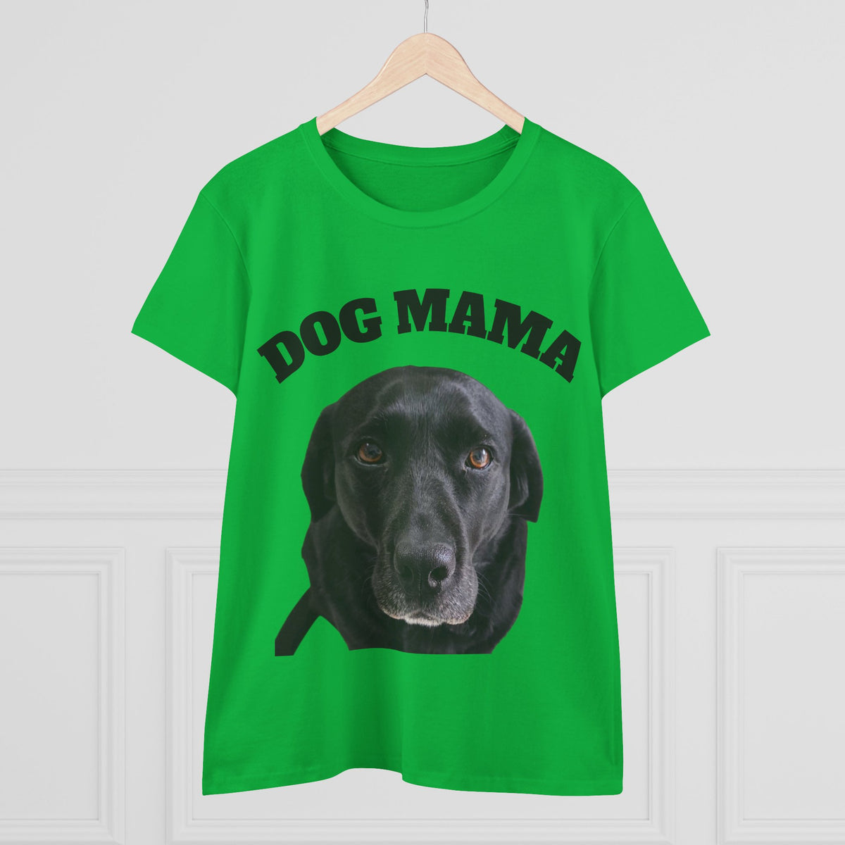 Dog Mama T-Shirt — Women's Graphic Tee with Black Lab Portrait