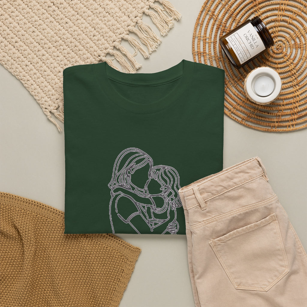 Mother and Daughter Line Art Tee — Minimalist Family Love Shirt